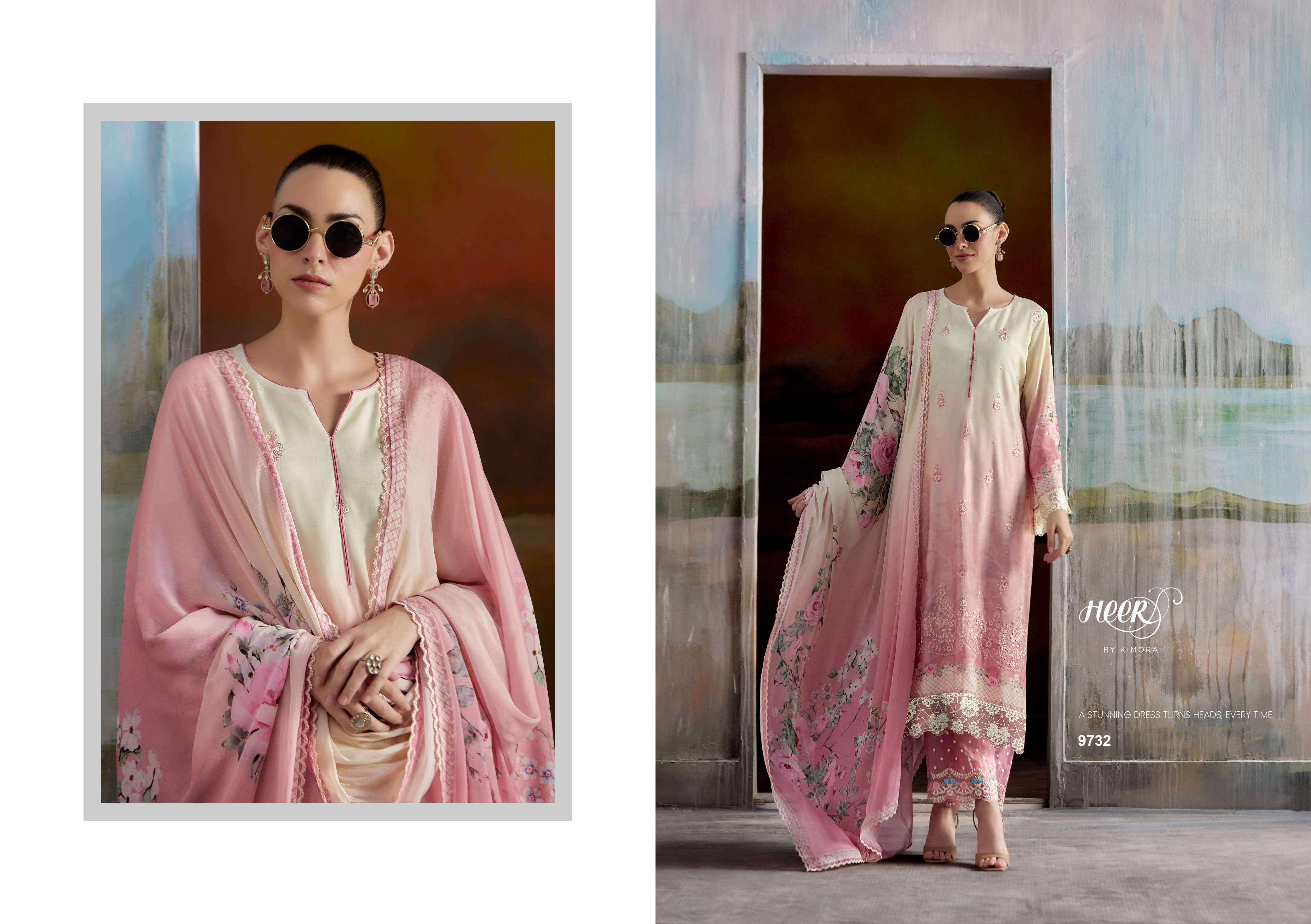 KIMORA HEER AASHIQI VOL 217 MUSLIN DIGITAL PRINT WITH HEAVY EMBROIDERY DESIGNER SUIT