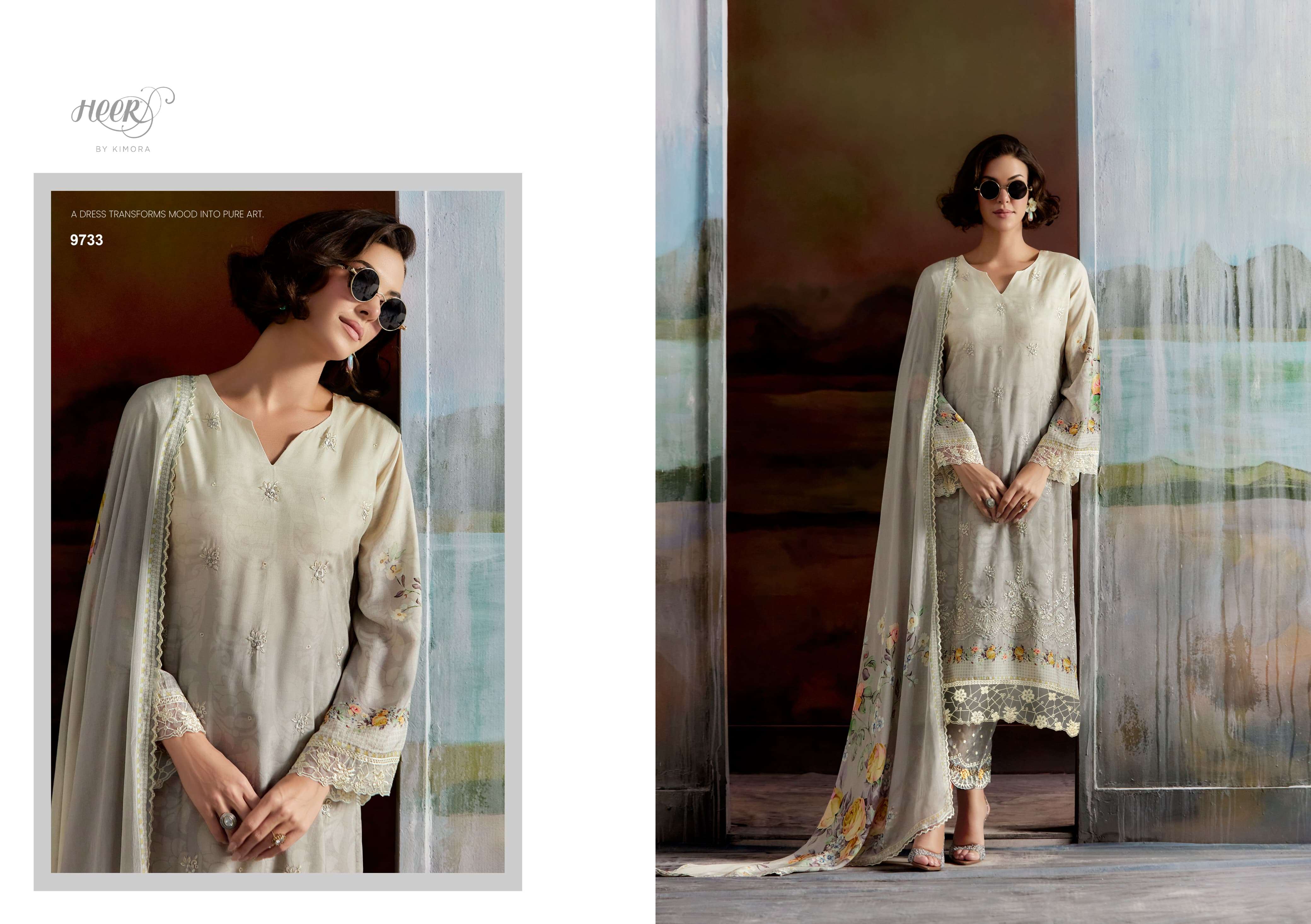 KIMORA HEER AASHIQI VOL 217 MUSLIN DIGITAL PRINT WITH HEAVY EMBROIDERY DESIGNER SUIT