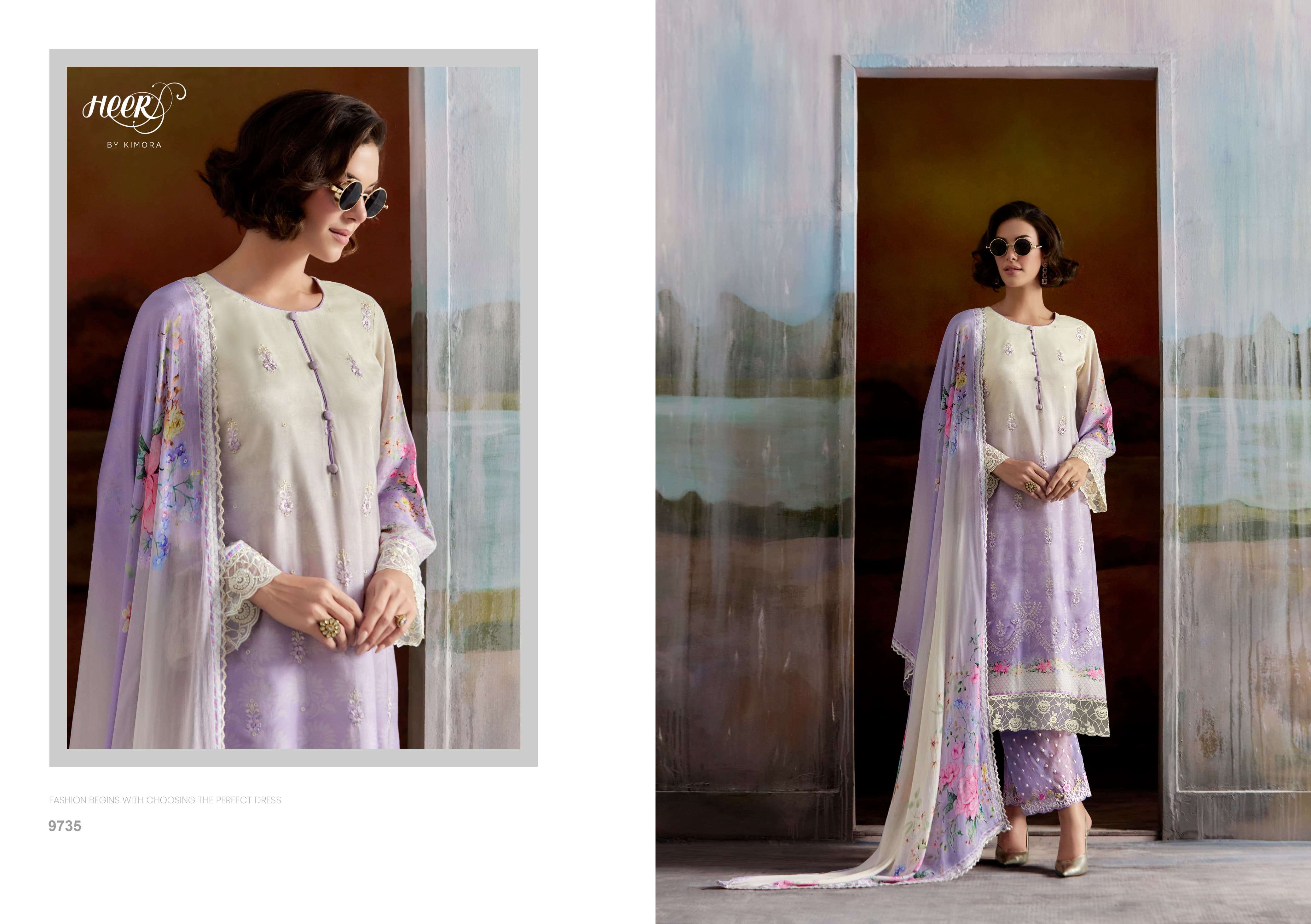 KIMORA HEER AASHIQI VOL 217 MUSLIN DIGITAL PRINT WITH HEAVY EMBROIDERY DESIGNER SUIT