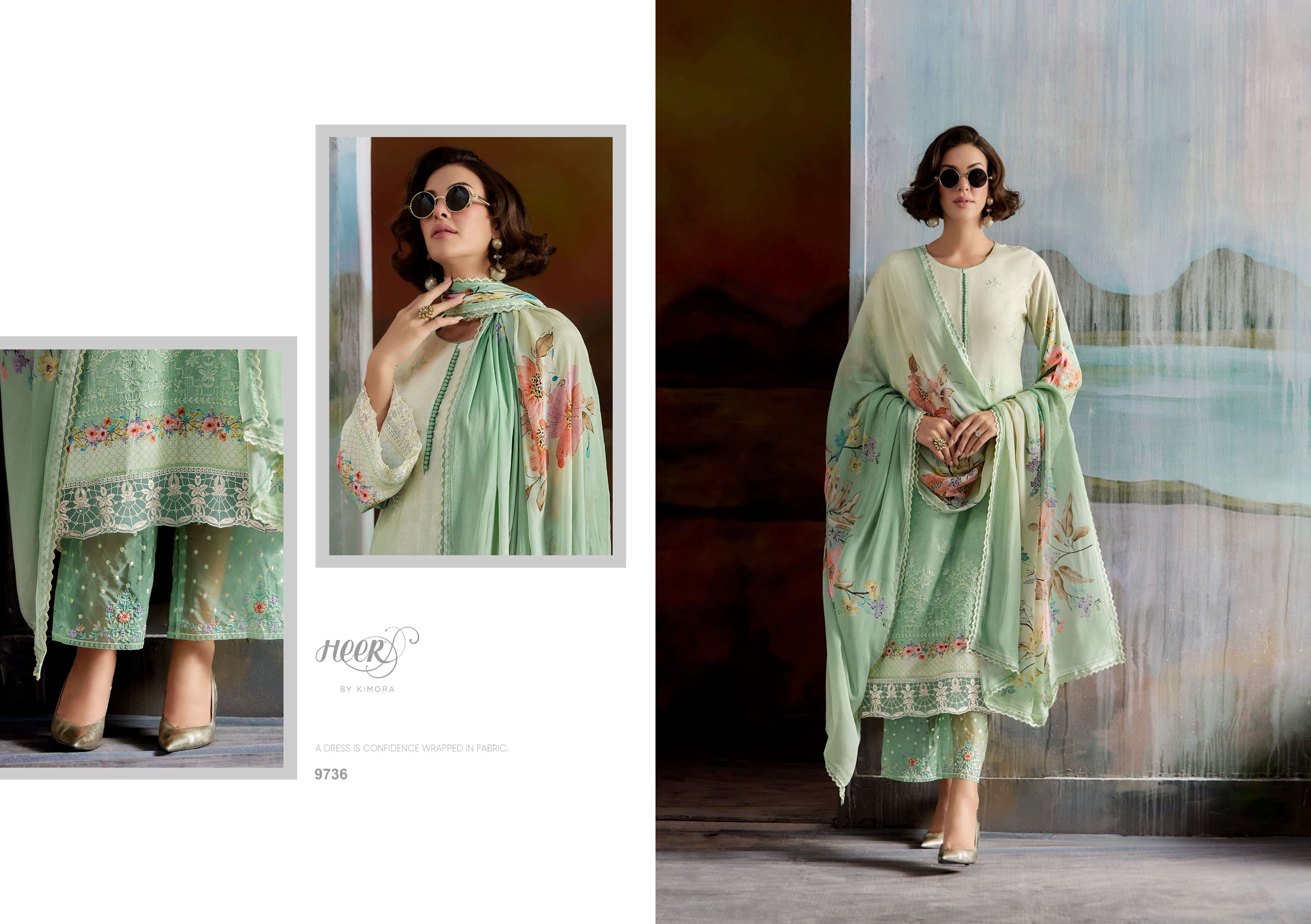 KIMORA HEER AASHIQI VOL 217 MUSLIN DIGITAL PRINT WITH HEAVY EMBROIDERY DESIGNER SUIT