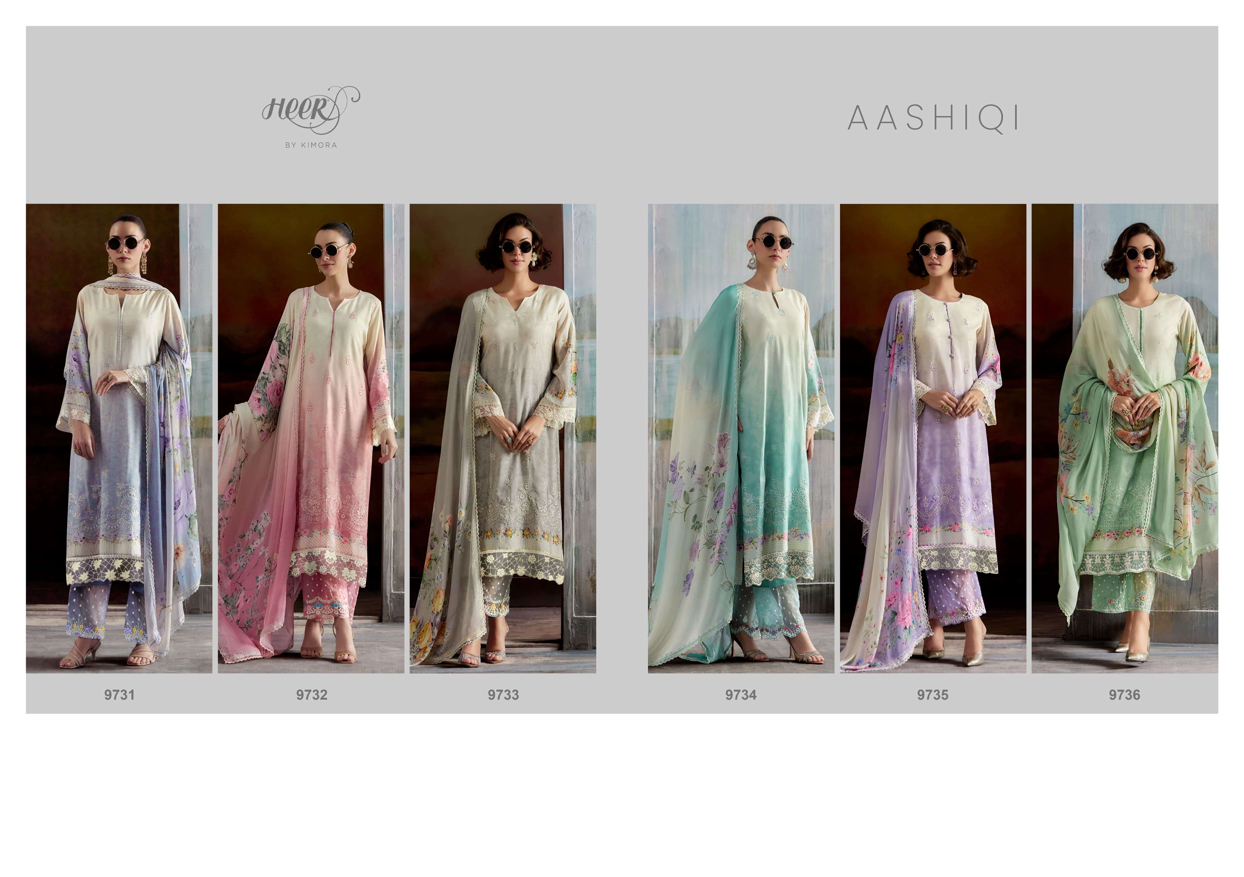 KIMORA HEER AASHIQI VOL 217 MUSLIN DIGITAL PRINT WITH HEAVY EMBROIDERY DESIGNER SUIT
