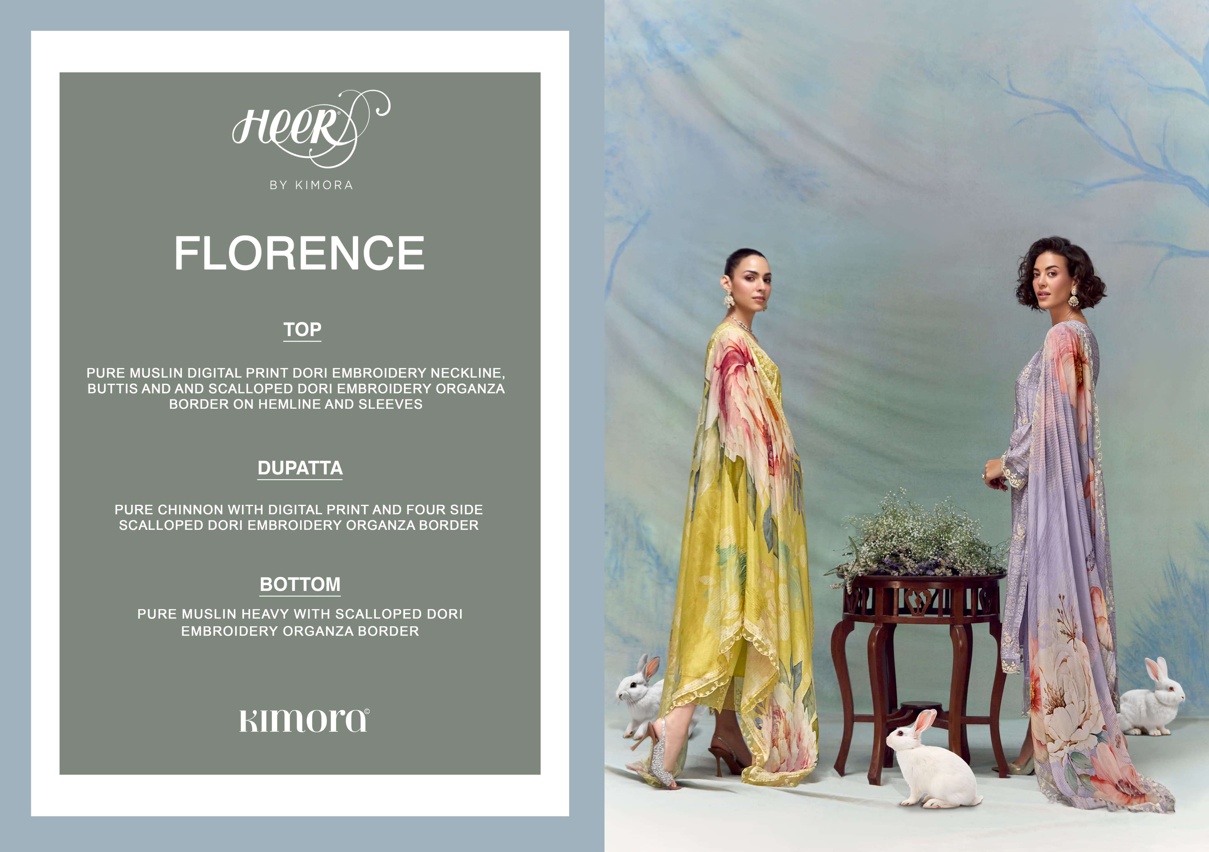 KIMORA HEER FLORENCE VOL 213 MUSLIN DESIGNER HEAVY SUIT