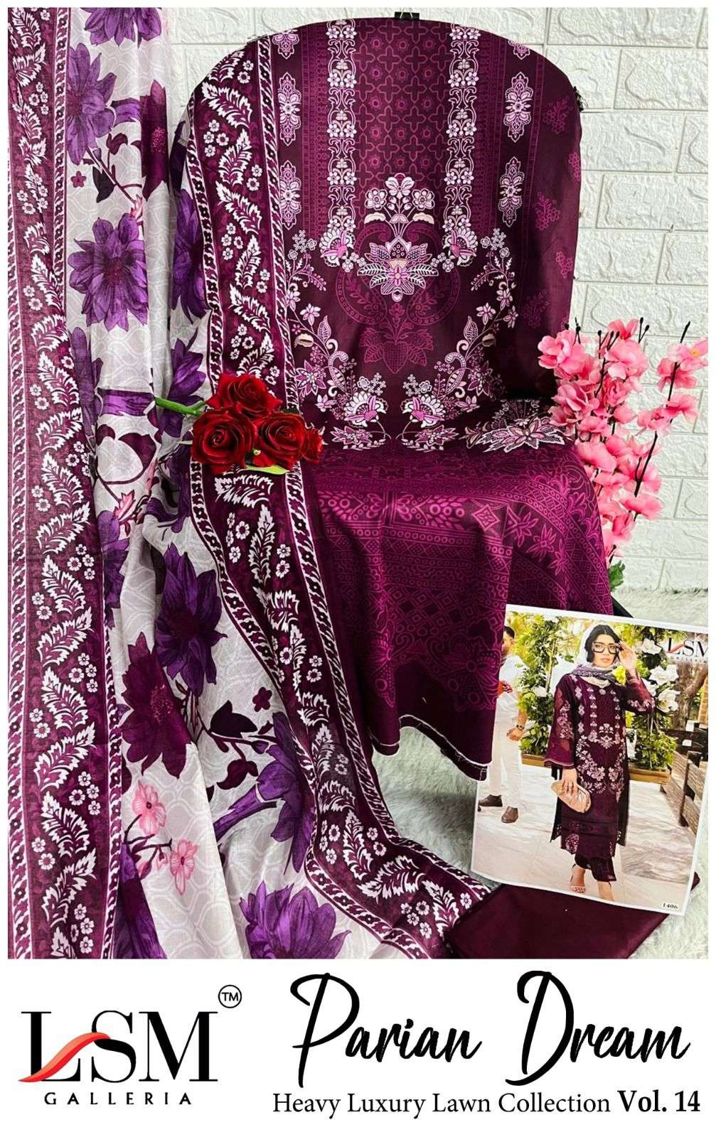 LSM GALLERIA PARIAN DREAM VOL 14 LAWN COTTON DIGITAL PRINTS SUIT