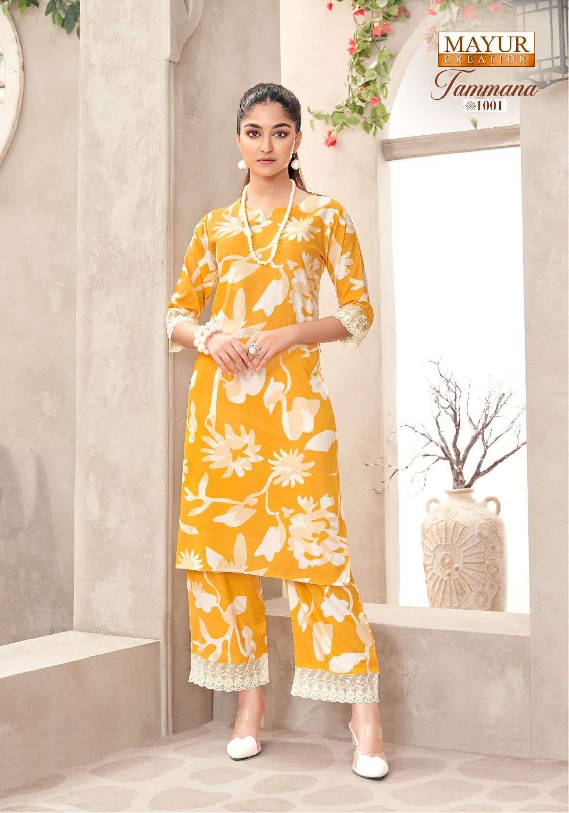 MAYUR CREATION TAMMANA VOL 1 RAYON PRINT LONG KURTI WITH PANT CO-ORD SET