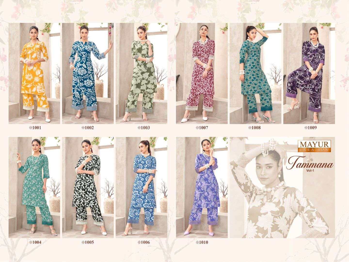 MAYUR CREATION TAMMANA VOL 1 RAYON PRINT LONG KURTI WITH PANT CO-ORD SET