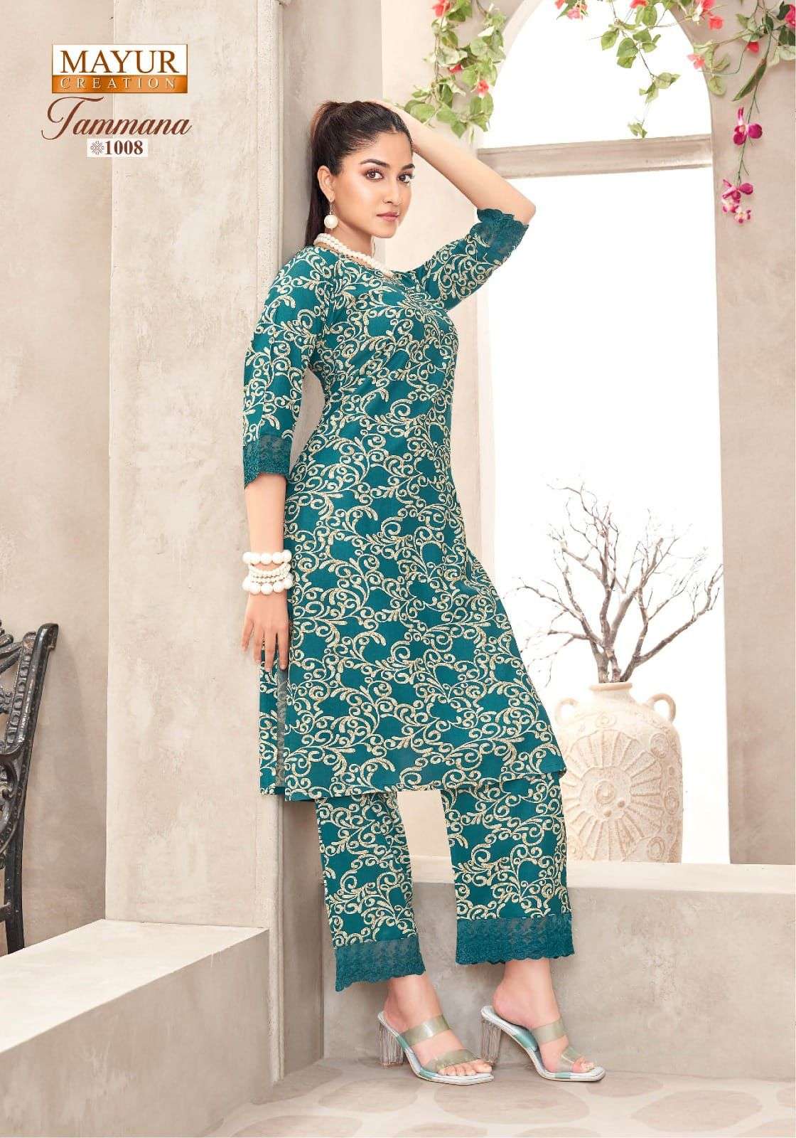 MAYUR CREATION TAMMANA VOL 1 RAYON PRINT LONG KURTI WITH PANT CO-ORD SET
