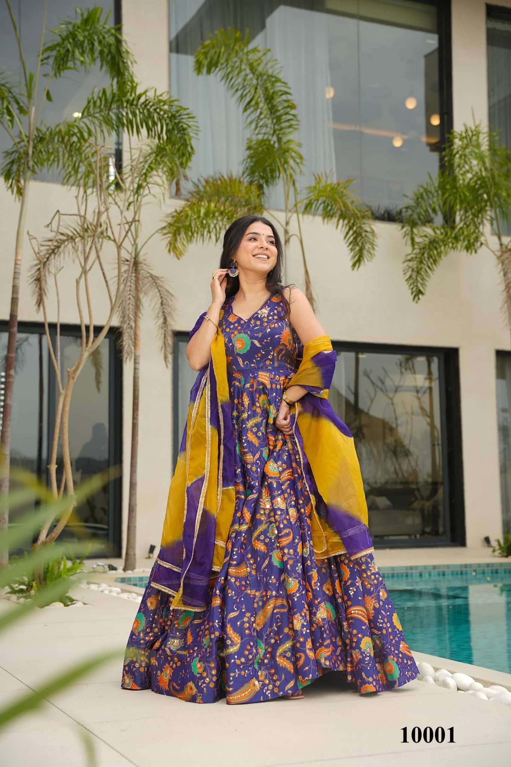 MF CLORA VOL 10 SILK DIGITAL PRINT DESIGNER GOWN WITH DUPATTA SET