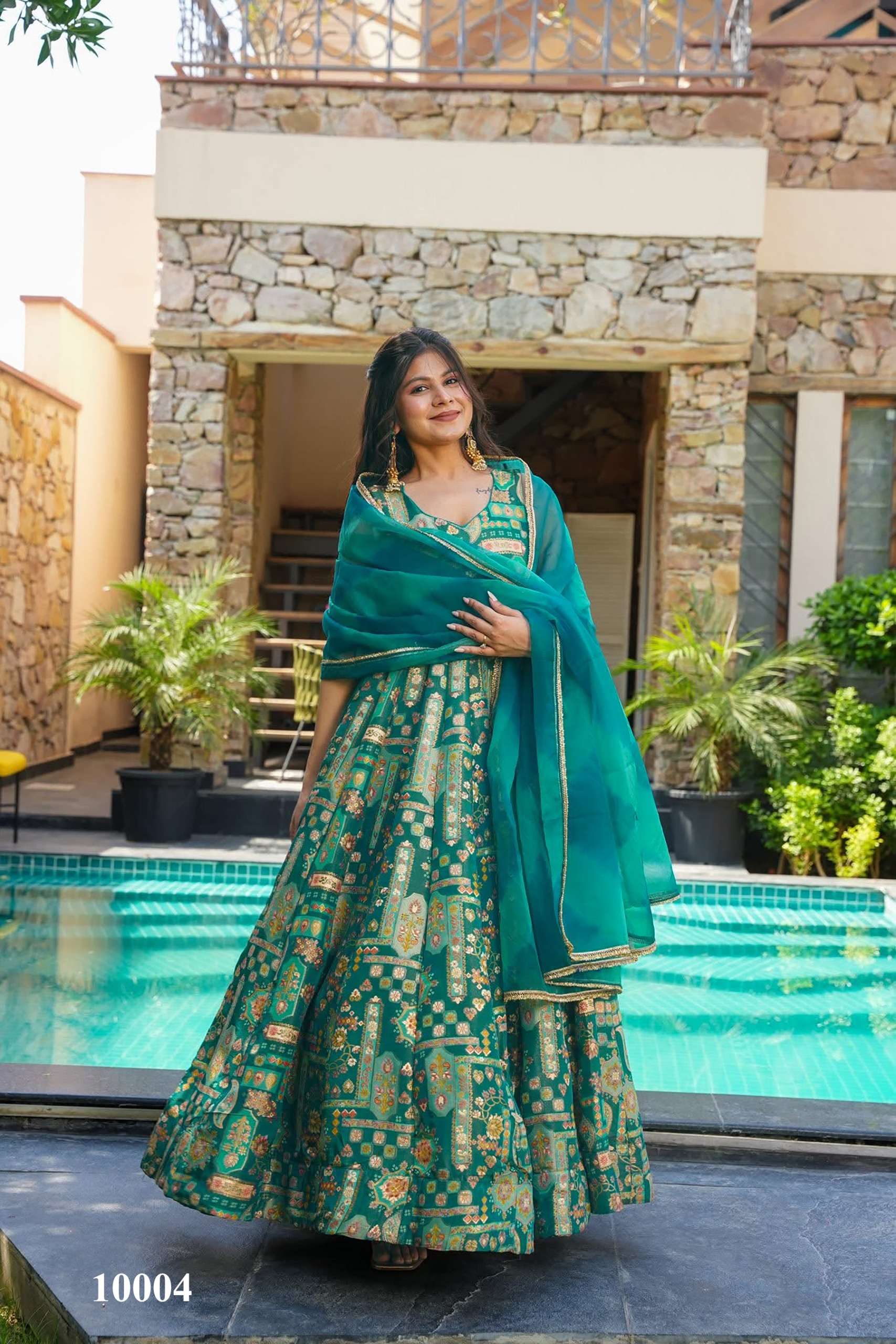 MF CLORA VOL 10 SILK DIGITAL PRINT DESIGNER GOWN WITH DUPATTA SET