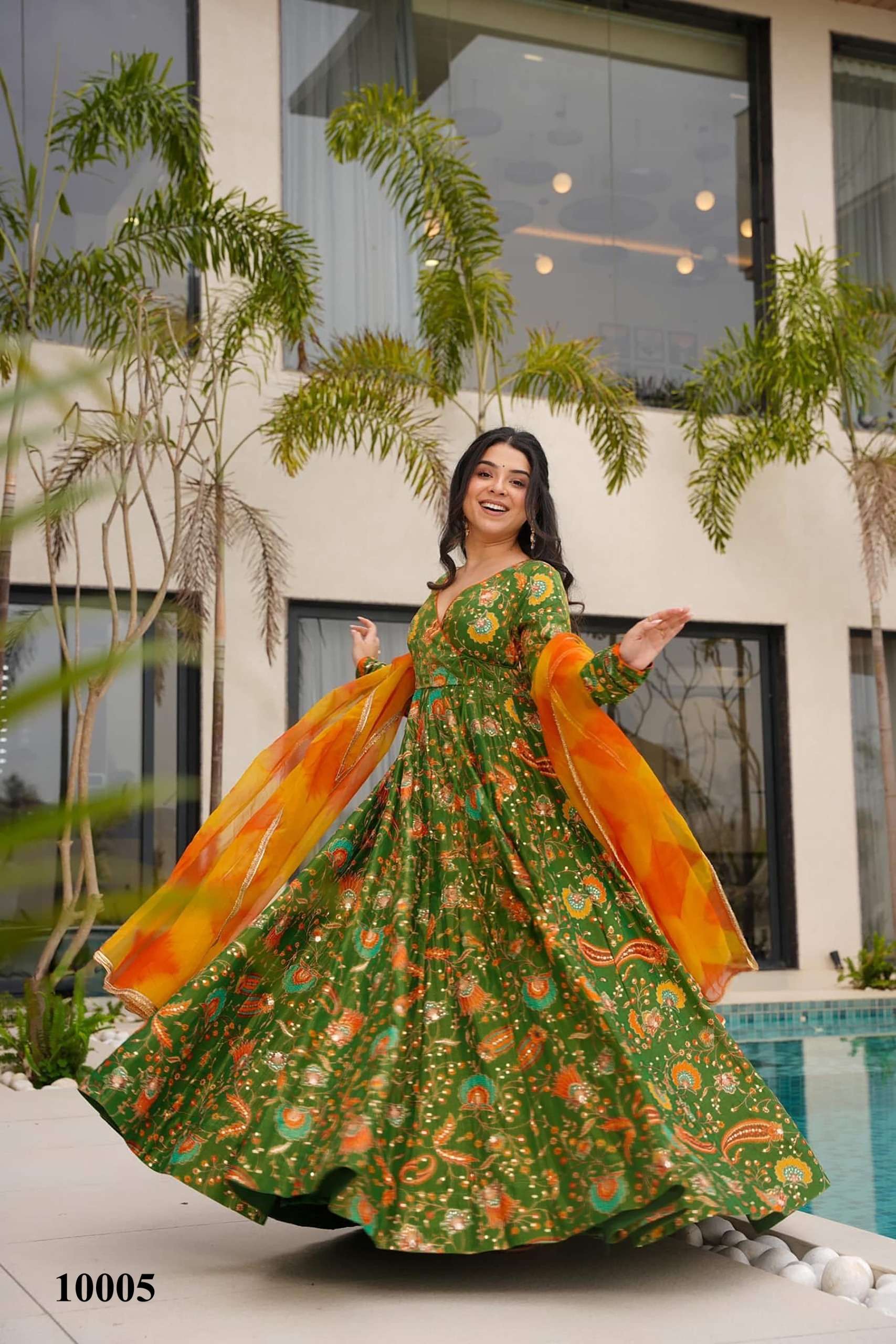 MF CLORA VOL 10 SILK DIGITAL PRINT DESIGNER GOWN WITH DUPATTA SET