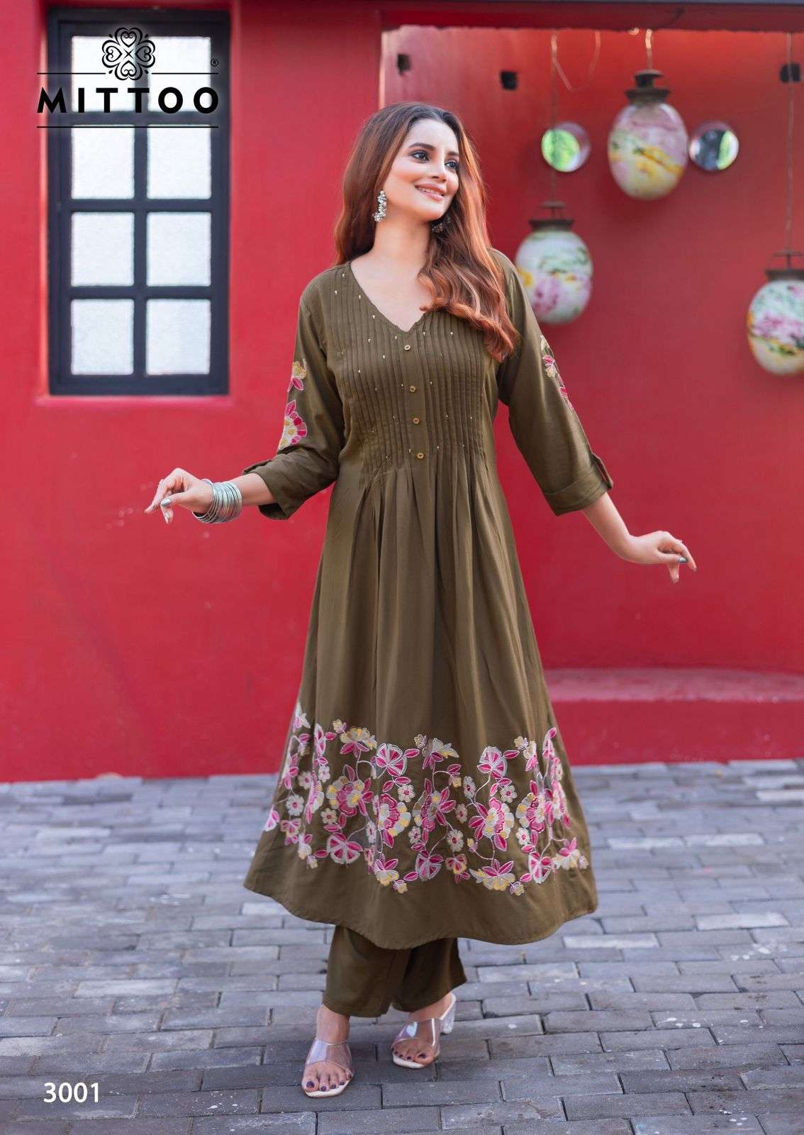 MITTOO TANVIKA RAYON FANCY HAND WORKS NAIRA STYE KURTI WITH BOTTOM SET 