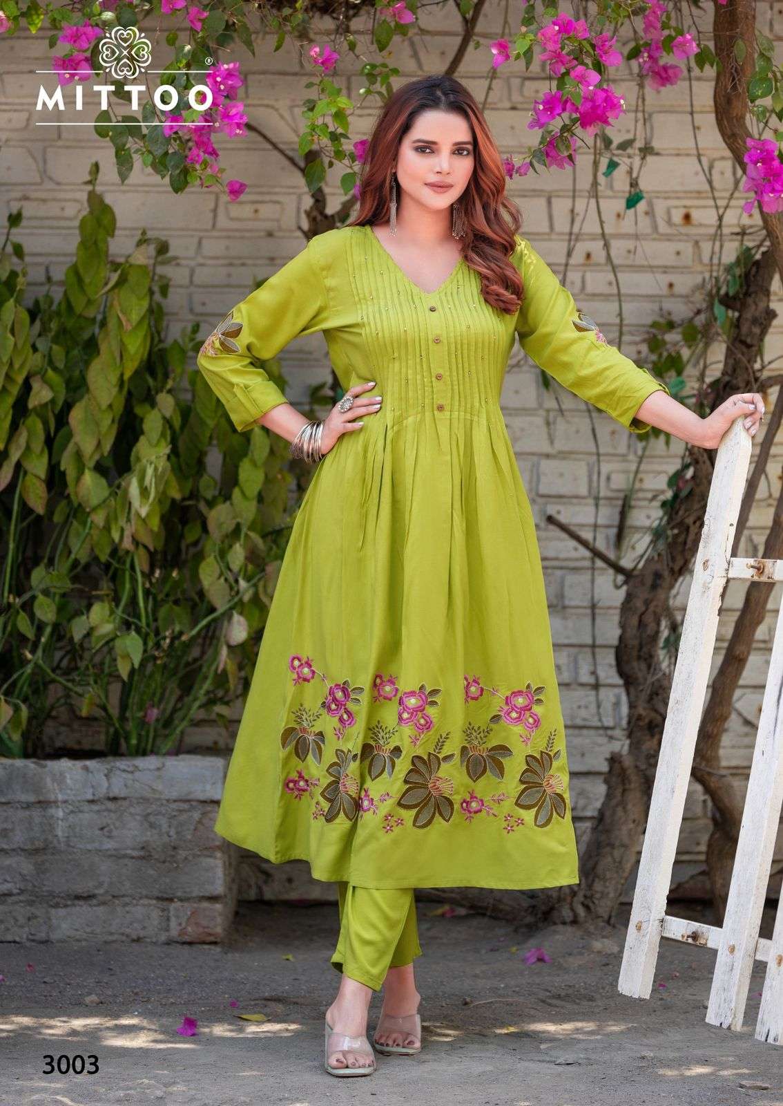 MITTOO TANVIKA RAYON FANCY HAND WORKS NAIRA STYE KURTI WITH BOTTOM SET 