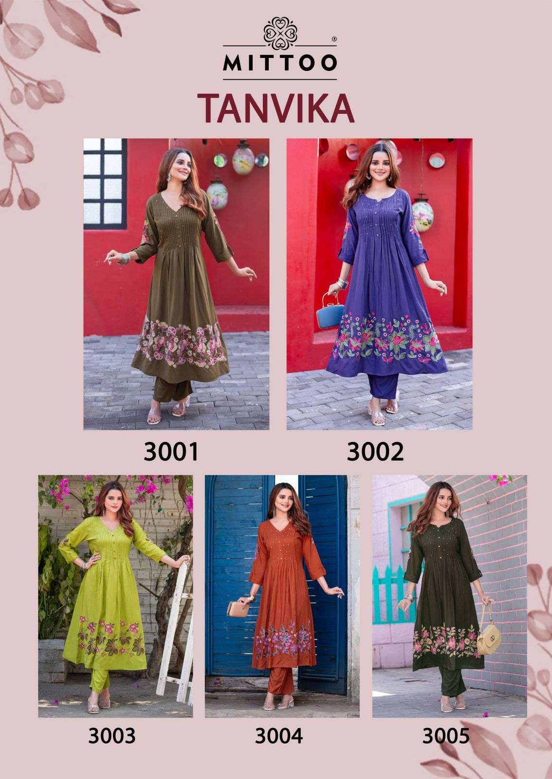 MITTOO TANVIKA RAYON FANCY HAND WORKS NAIRA STYE KURTI WITH BOTTOM SET 