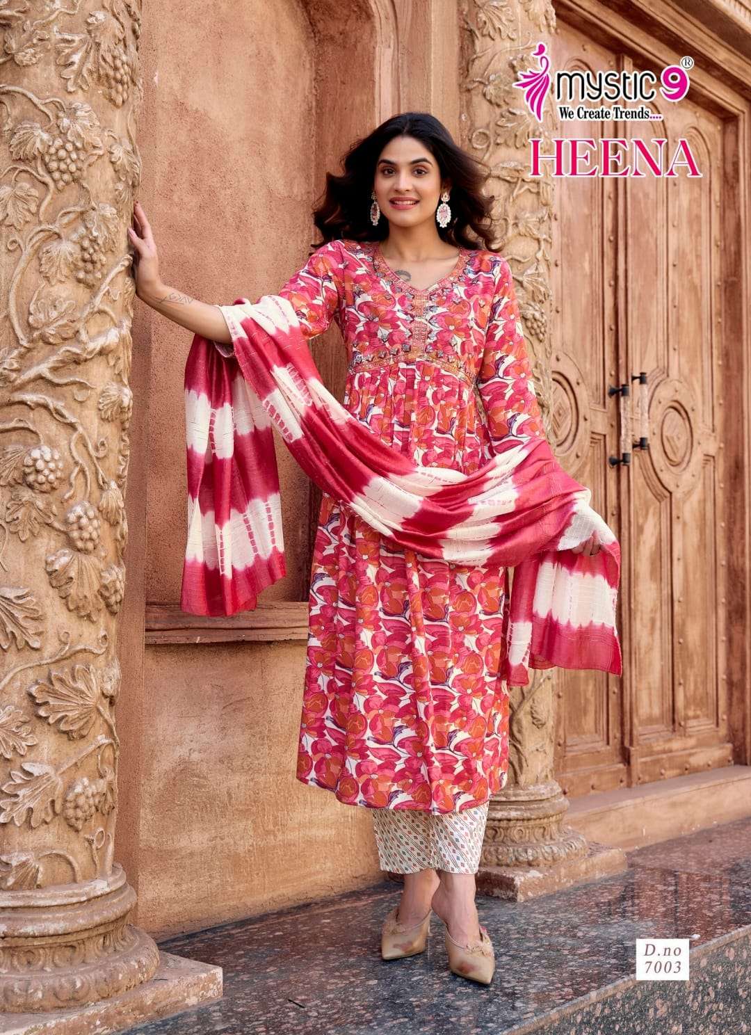 MYSTIC 9 HEENA VOL 7 RAYON FOIL PRINT ALIA CUT PATTERN KURTI COMBO SET 