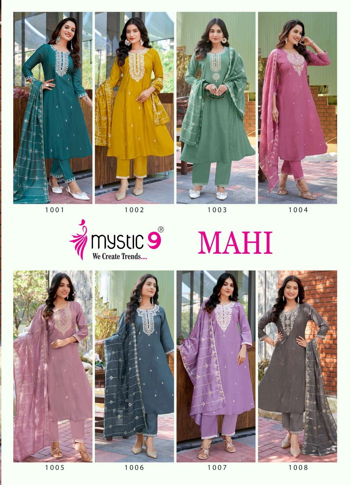 MYSTIC 9 MAHI VOL 1 PRINCESS CUT STYLE FANCY LADIES KURTI COMBO SET