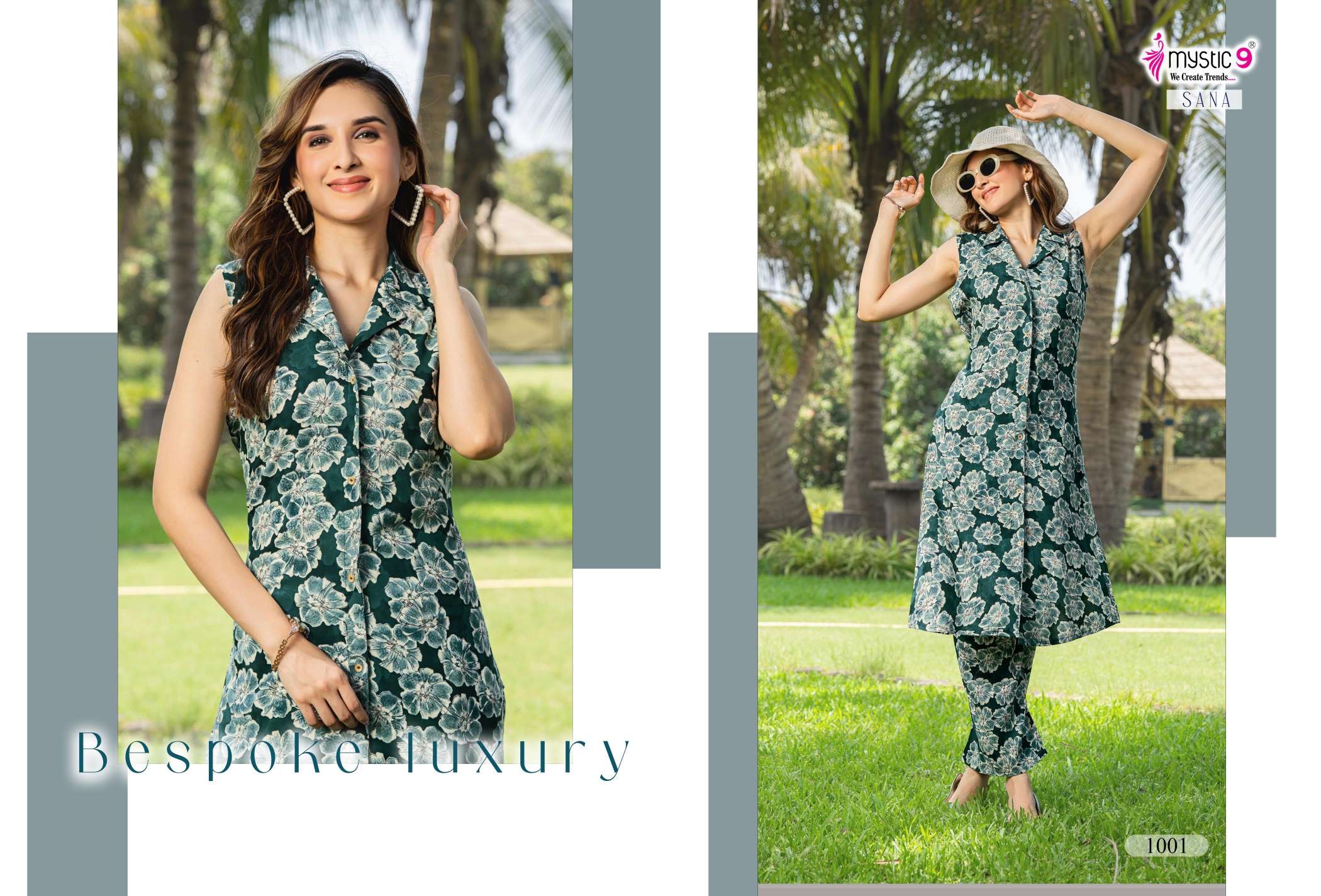 MYSTIC 9 SANA VOL 1 RAYON PRINT FANCY LADIES KURTI WITH BOTTOM SET