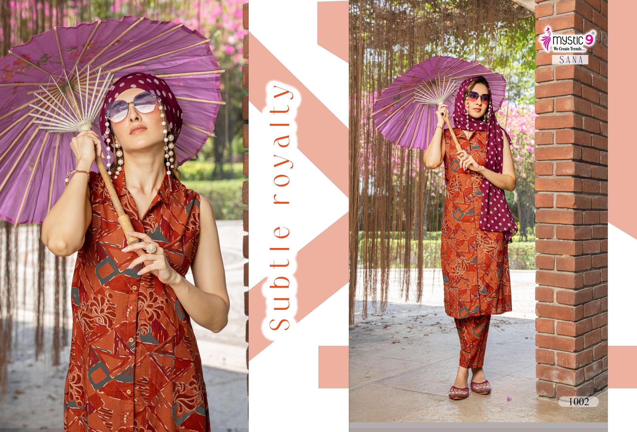 MYSTIC 9 SANA VOL 1 RAYON PRINT FANCY LADIES KURTI WITH BOTTOM SET