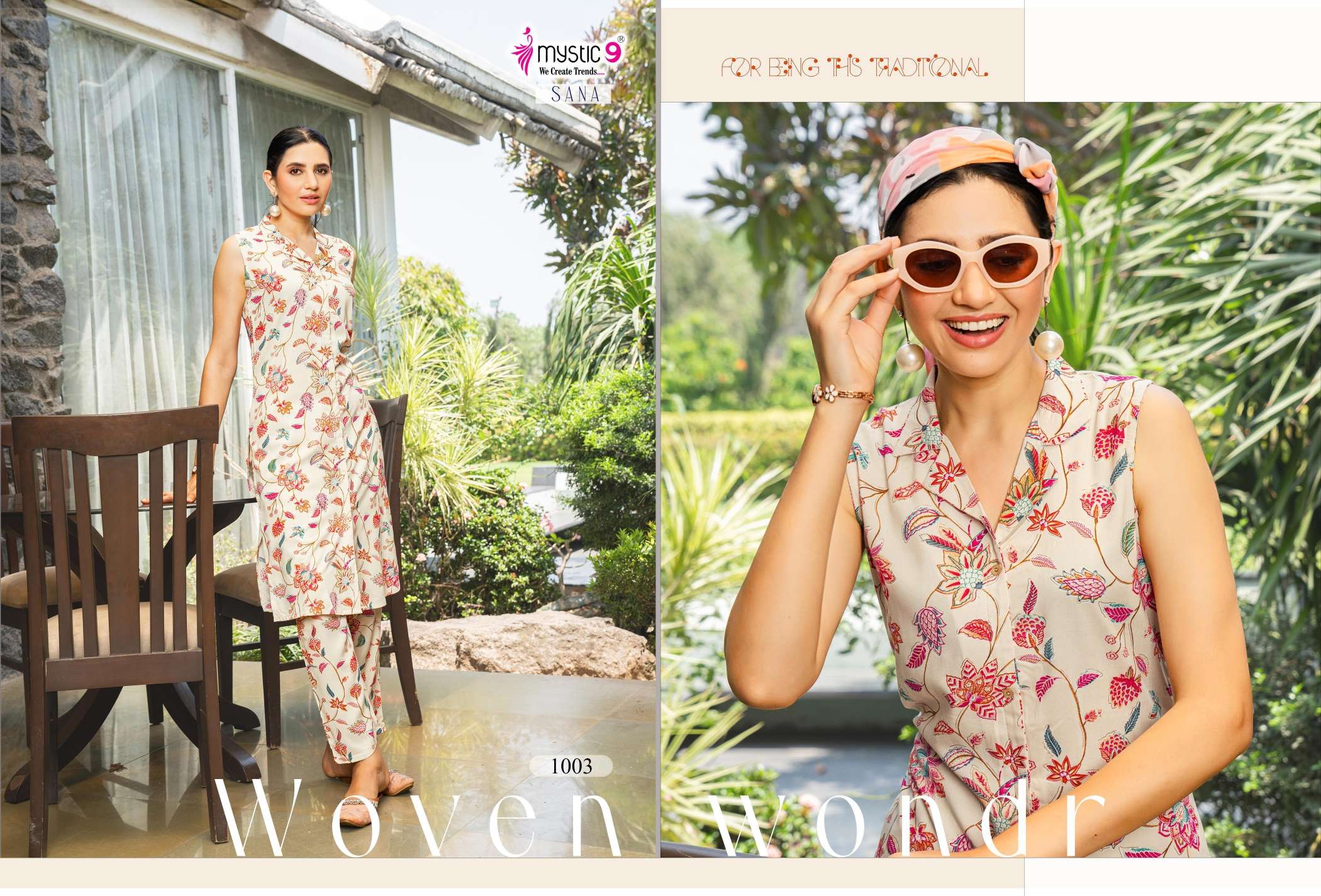 MYSTIC 9 SANA VOL 1 RAYON PRINT FANCY LADIES KURTI WITH BOTTOM SET