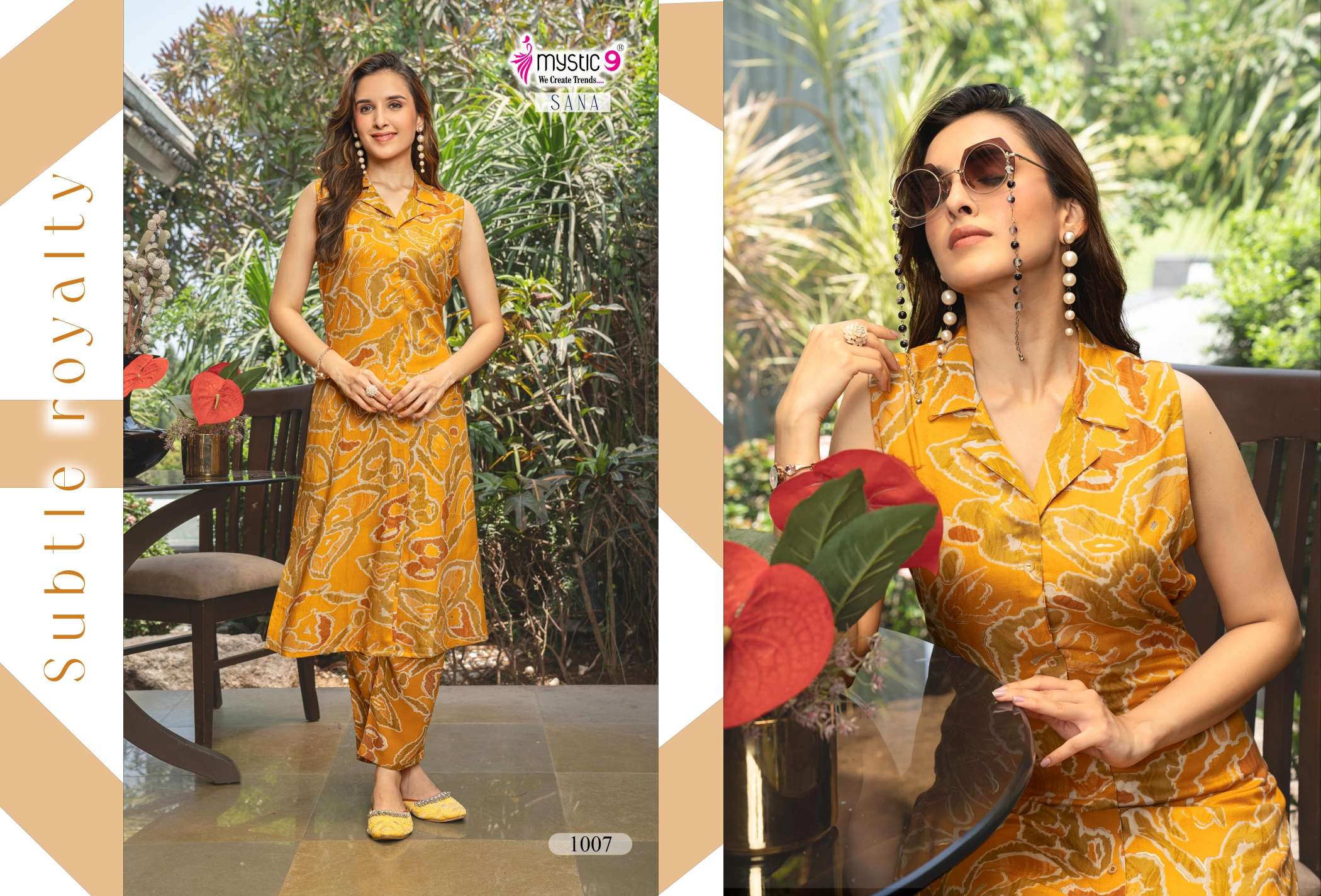 MYSTIC 9 SANA VOL 1 RAYON PRINT FANCY LADIES KURTI WITH BOTTOM SET