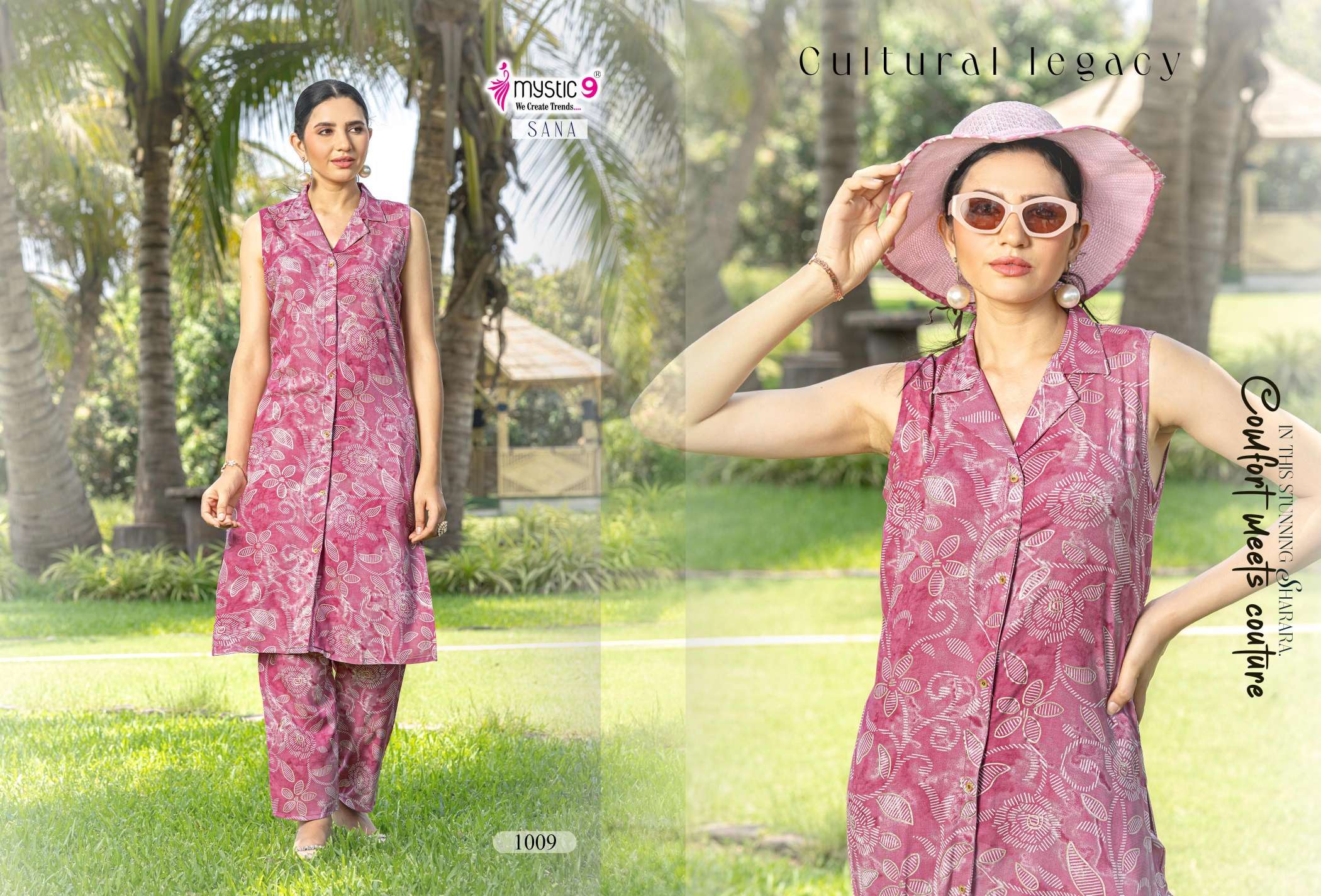 MYSTIC 9 SANA VOL 1 RAYON PRINT FANCY LADIES KURTI WITH BOTTOM SET