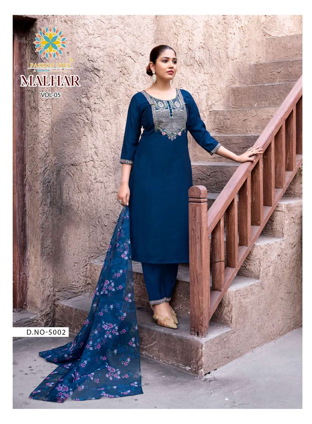 PASSION TREE MALHAR VOL 5 SILK FANCY WORKS KURTI WITH PANT & DUPATTA SET