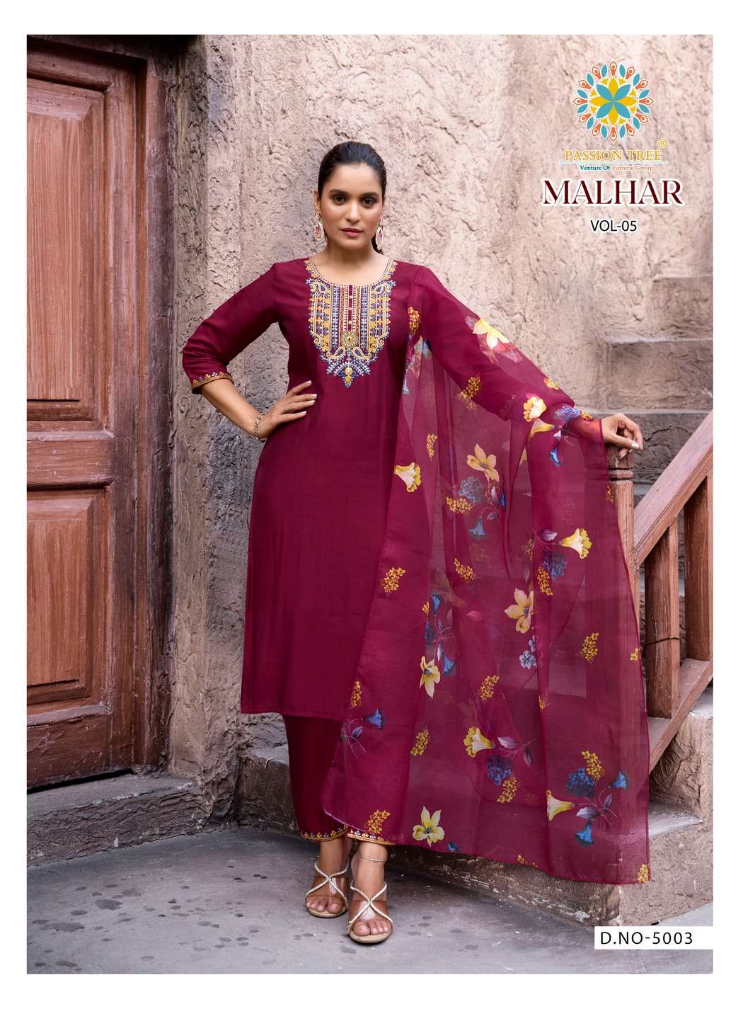 PASSION TREE MALHAR VOL 5 SILK FANCY WORKS KURTI WITH PANT & DUPATTA SET