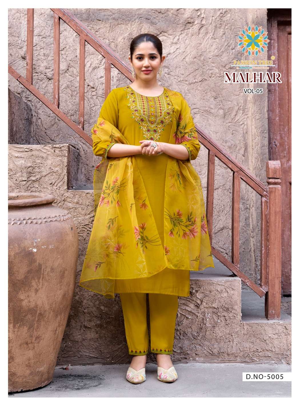 PASSION TREE MALHAR VOL 5 SILK FANCY WORKS KURTI WITH PANT & DUPATTA SET
