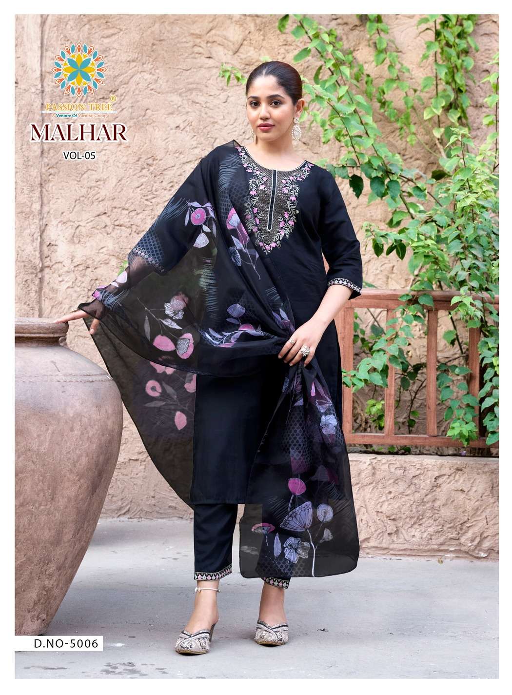 PASSION TREE MALHAR VOL 5 SILK FANCY WORKS KURTI WITH PANT & DUPATTA SET