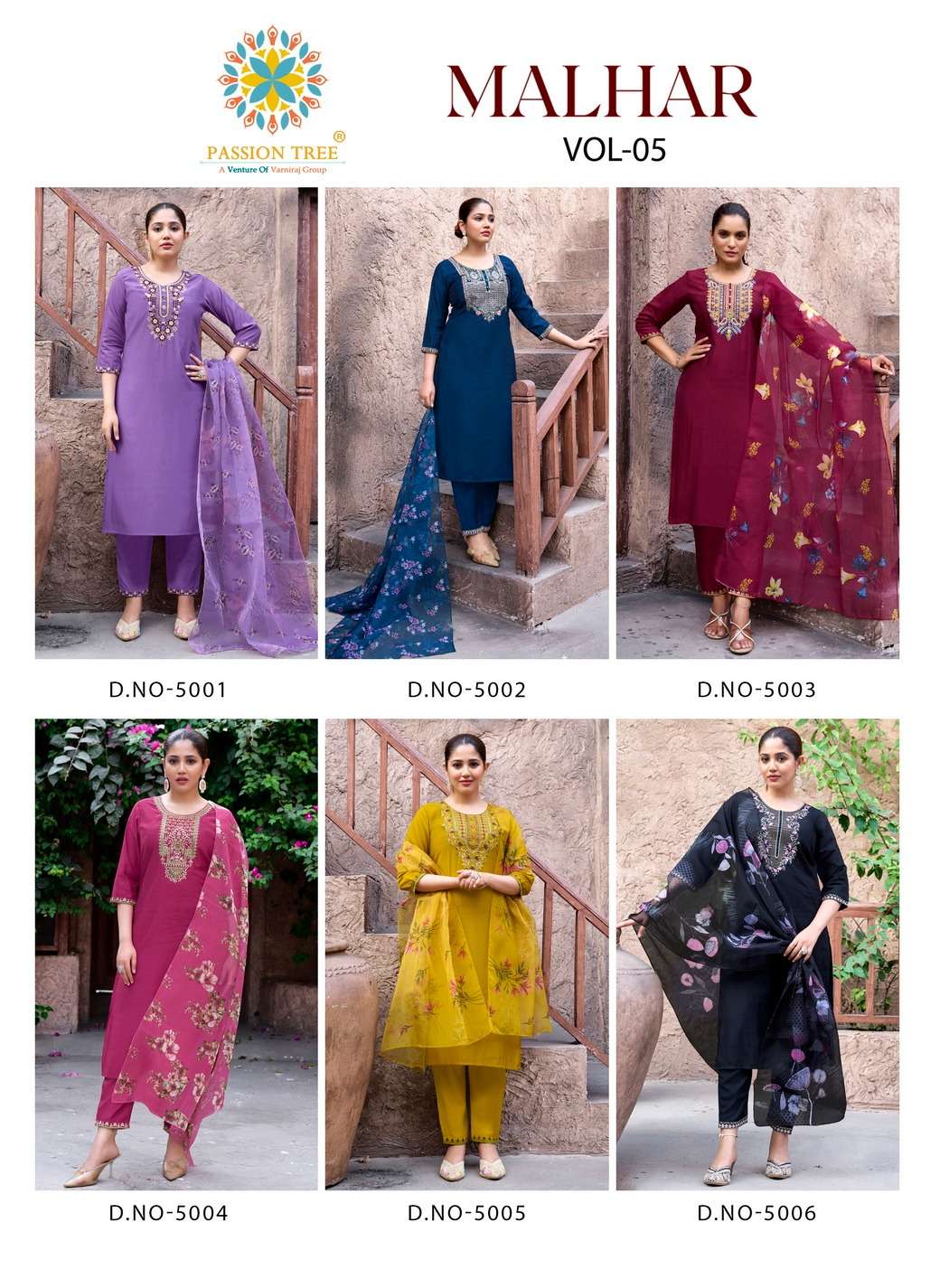 PASSION TREE MALHAR VOL 5 SILK FANCY WORKS KURTI WITH PANT & DUPATTA SET