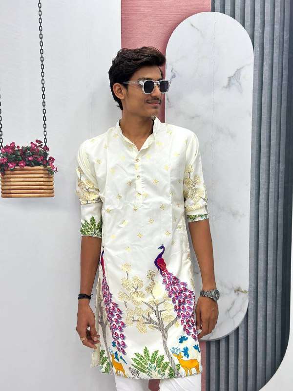 PC 499 DOLA SILK FANCY WORK WEDDING WEAR MENS WEAR KURTA 