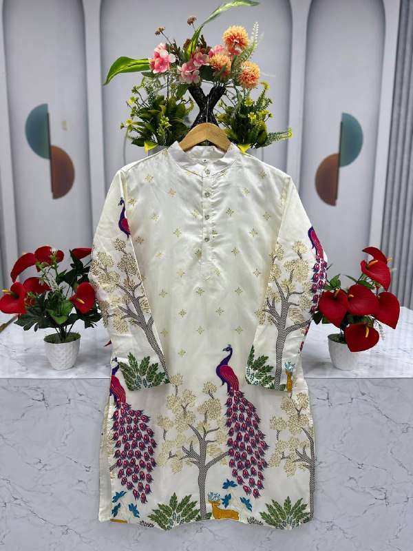 PC 499 DOLA SILK FANCY WORK WEDDING WEAR MENS WEAR KURTA 