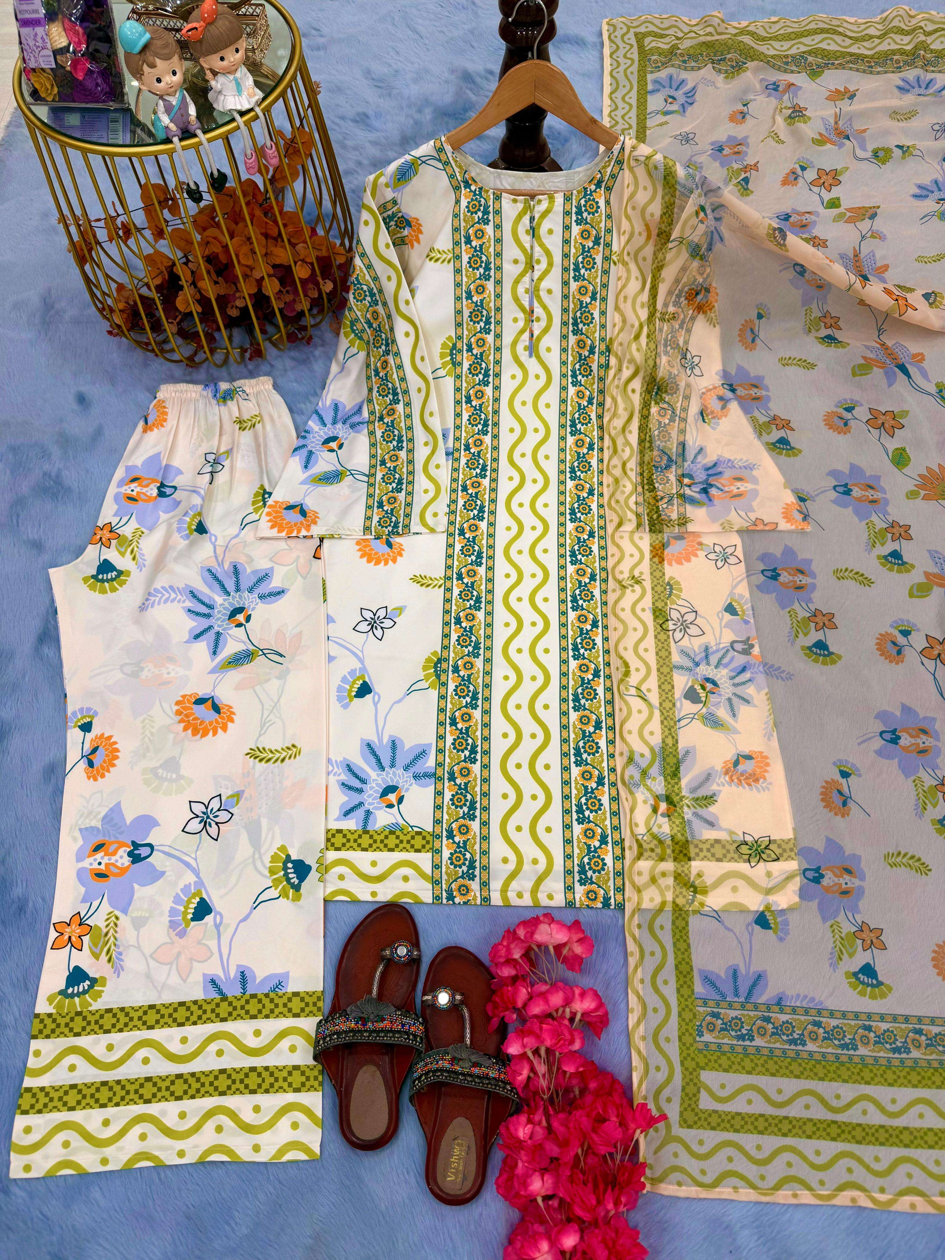 PD 1118 CREPE DIGITAL PRINT FANCY WORK TOP PLAZZO AND DUPATTA SET 