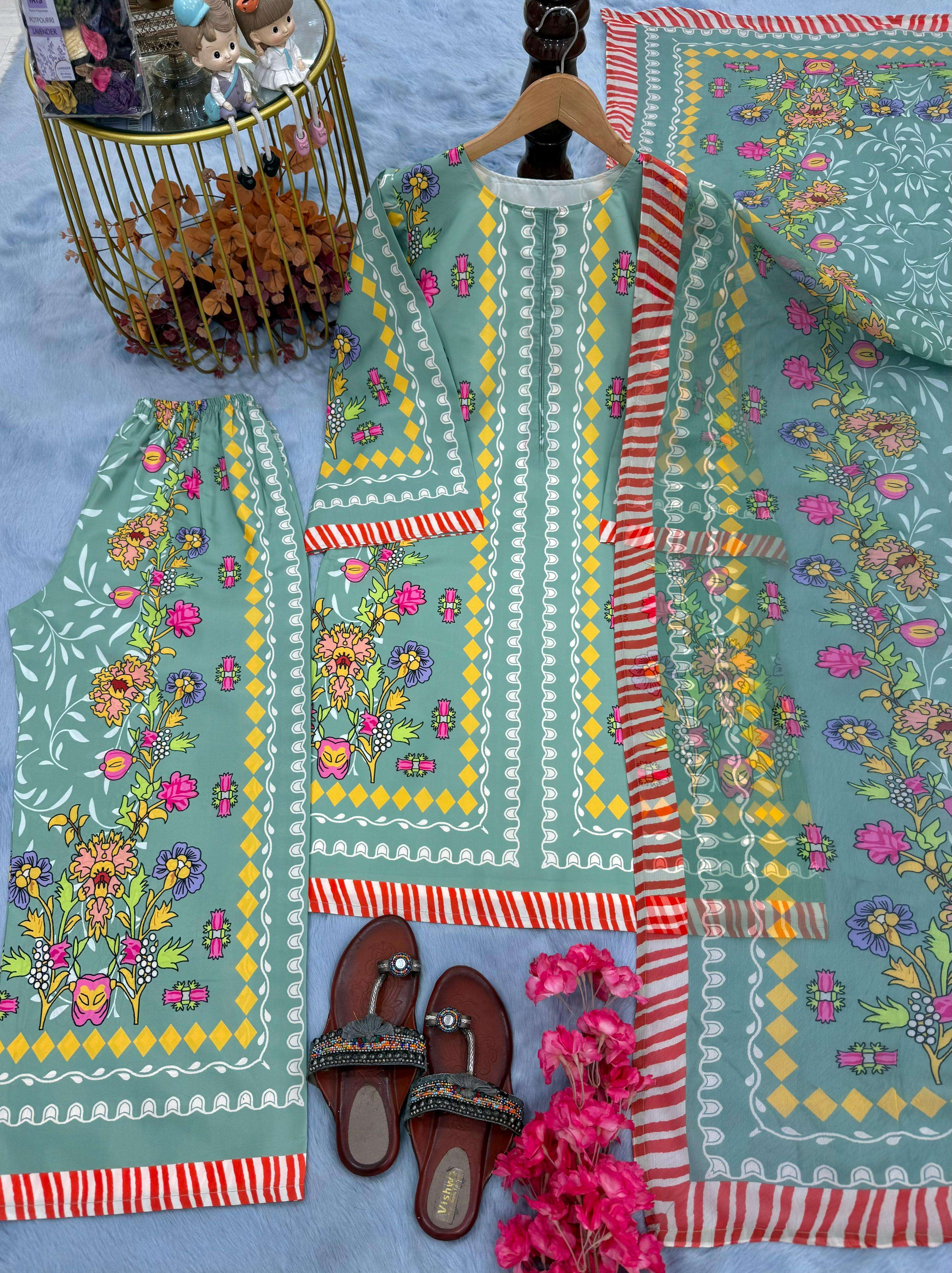 PD 1119 CREPE DIGITAL PRINT WITH FANCY DESIGNER WORK LADIES SUIT 