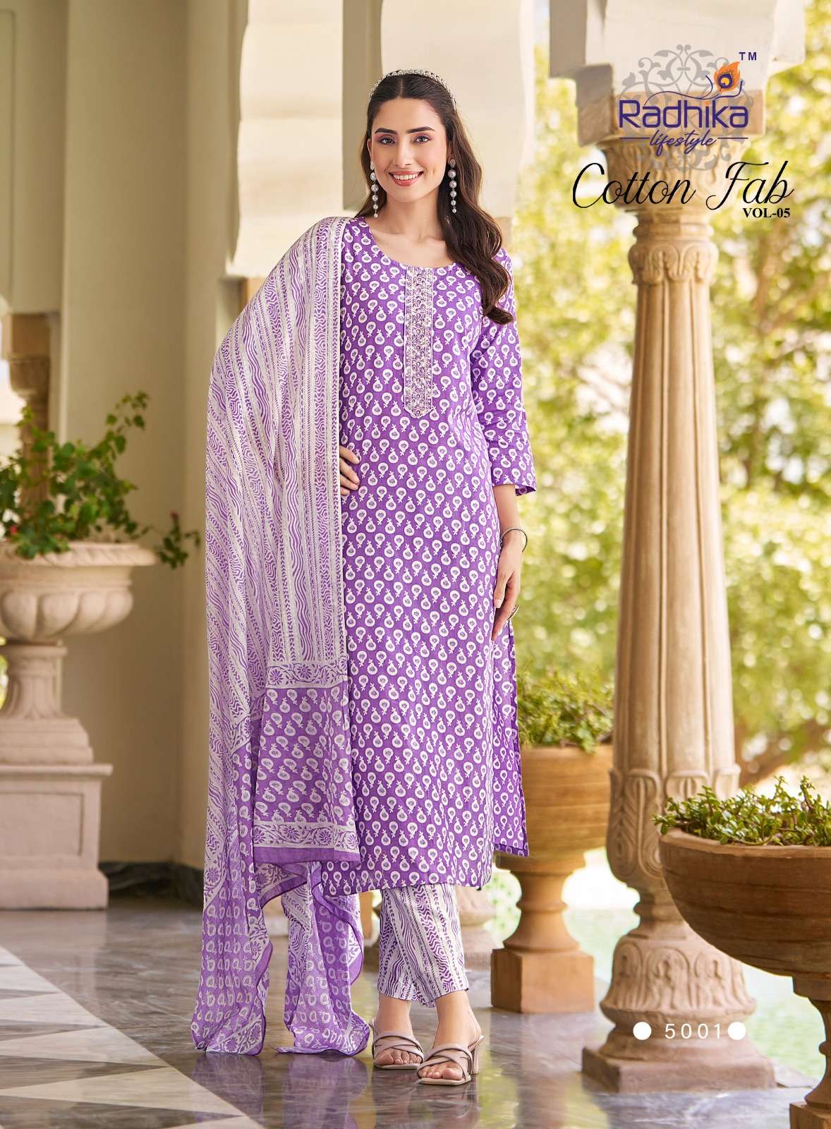 RADHIKA LIFESTYLE COTTON FAB VOL 5 COTTON PRINT FANCY WORK KURTI COMBO SET