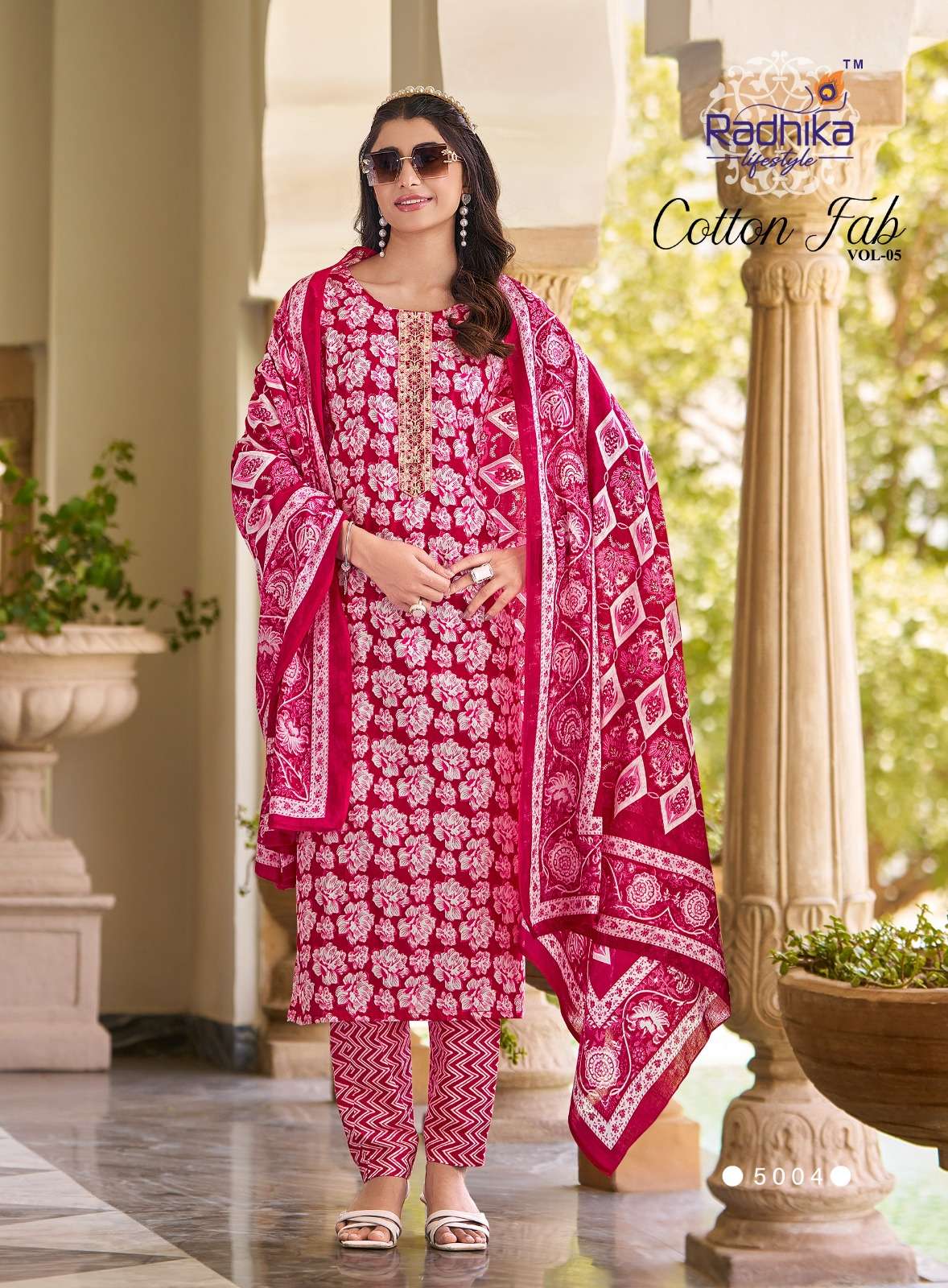 RADHIKA LIFESTYLE COTTON FAB VOL 5 COTTON PRINT FANCY WORK KURTI COMBO SET