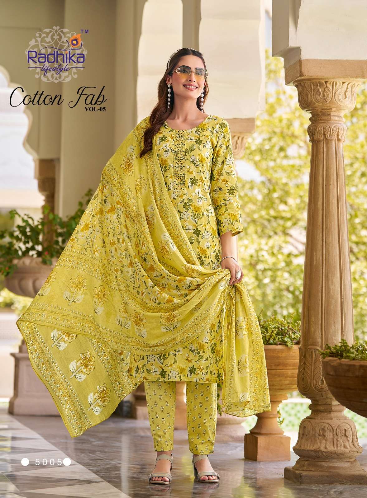 RADHIKA LIFESTYLE COTTON FAB VOL 5 COTTON PRINT FANCY WORK KURTI COMBO SET
