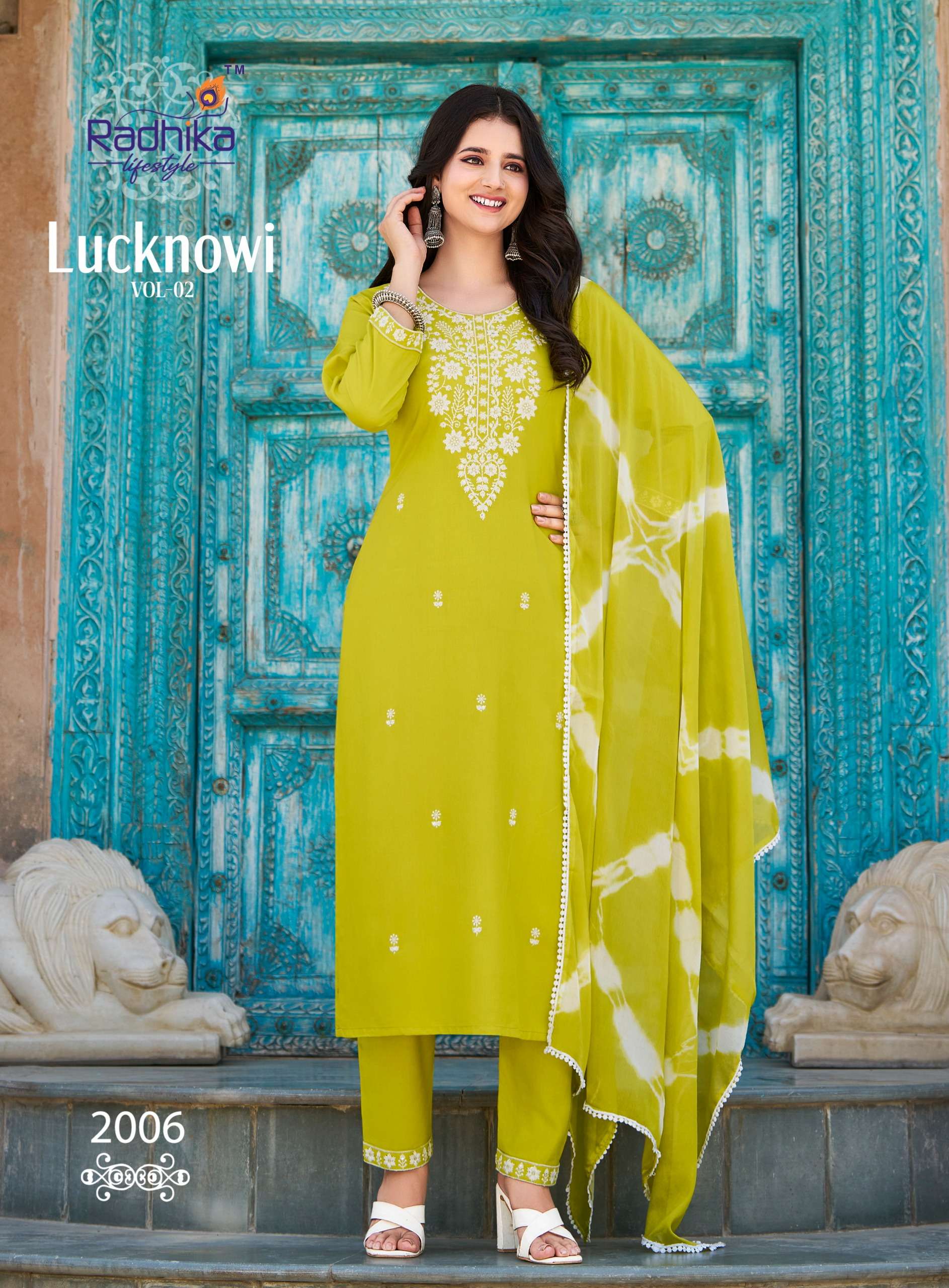 RADHIKA LIFESTYLE LUCKNOWI VOL 2 RAYON FANCY WORKS KURTI COMBO SET 