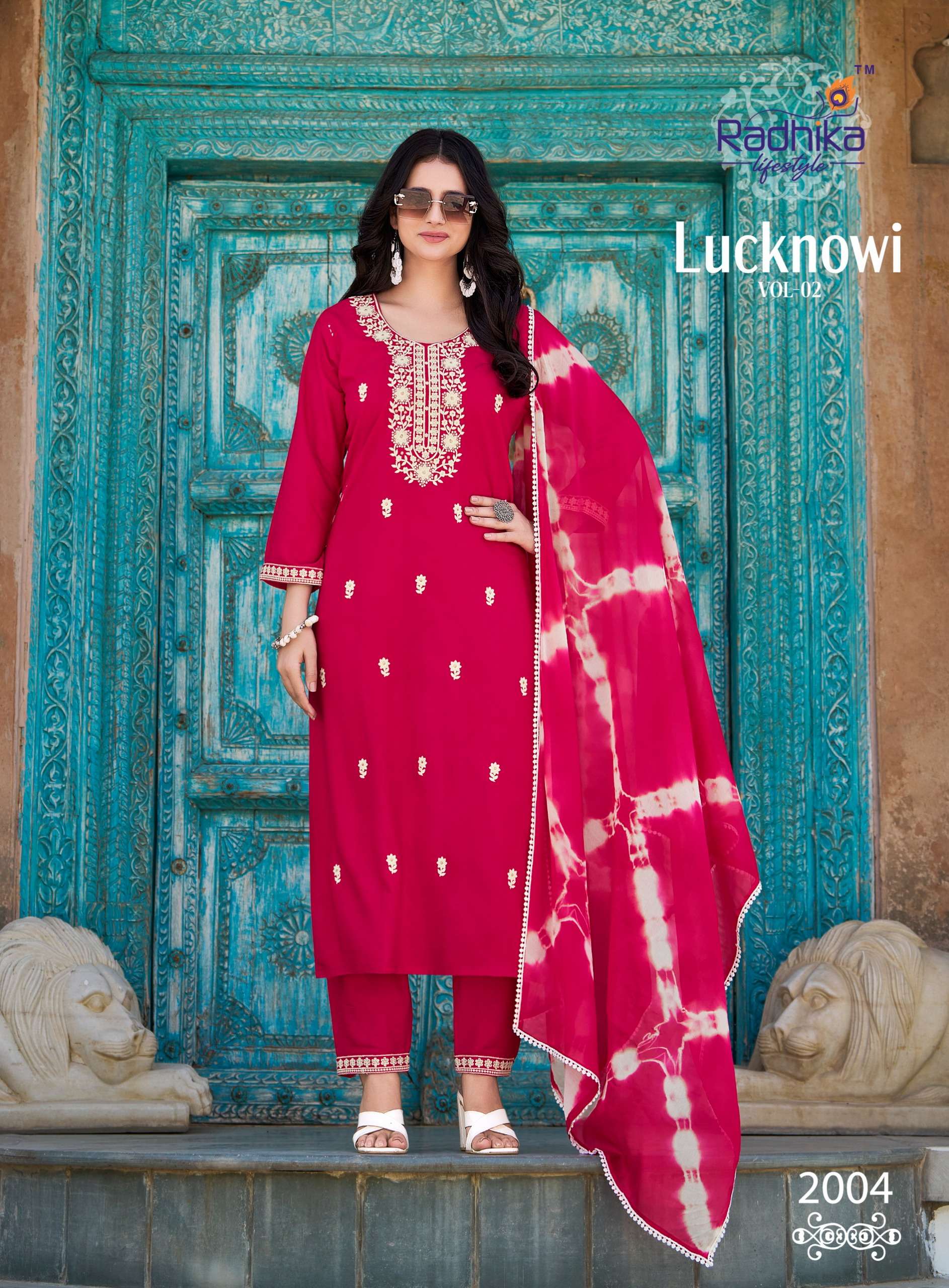 RADHIKA LIFESTYLE LUCKNOWI VOL 2 RAYON FANCY WORKS KURTI COMBO SET 
