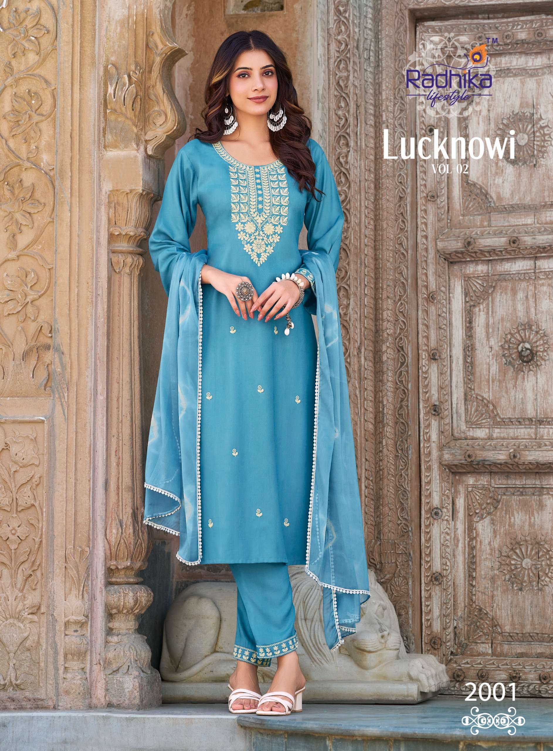 RADHIKA LIFESTYLE LUCKNOWI VOL 2 RAYON FANCY WORKS KURTI COMBO SET 