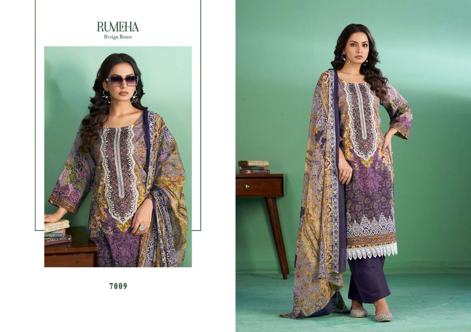 RUMEHA JASMEEN COTTON DIGITAL PRINTS WITH PATCH EMBROIDERY WORK SUIT