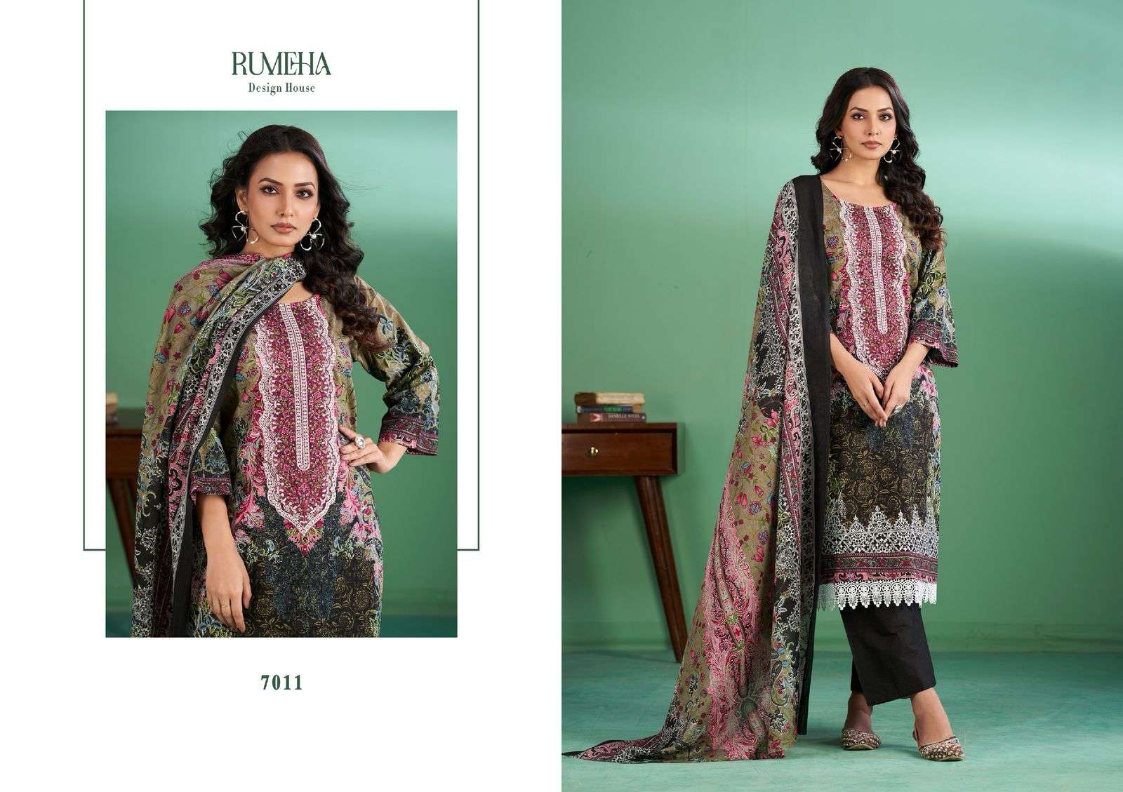 RUMEHA JASMEEN COTTON DIGITAL PRINTS WITH PATCH EMBROIDERY WORK SUIT