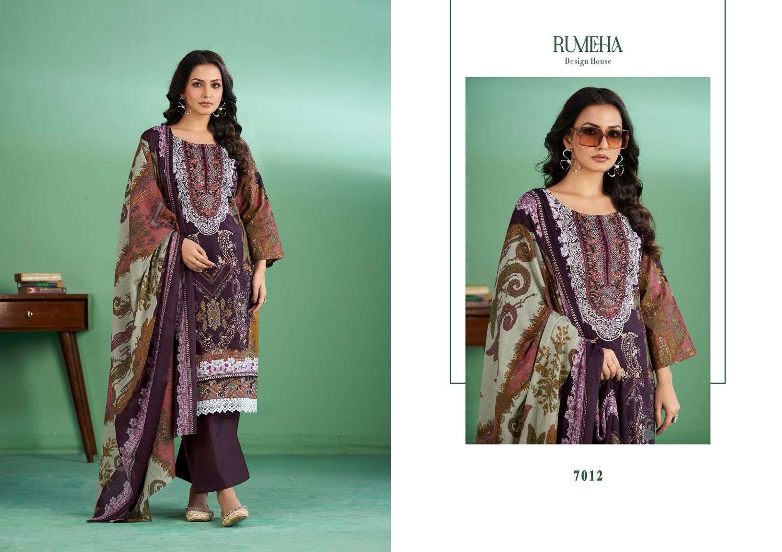 RUMEHA JASMEEN COTTON DIGITAL PRINTS WITH PATCH EMBROIDERY WORK SUIT