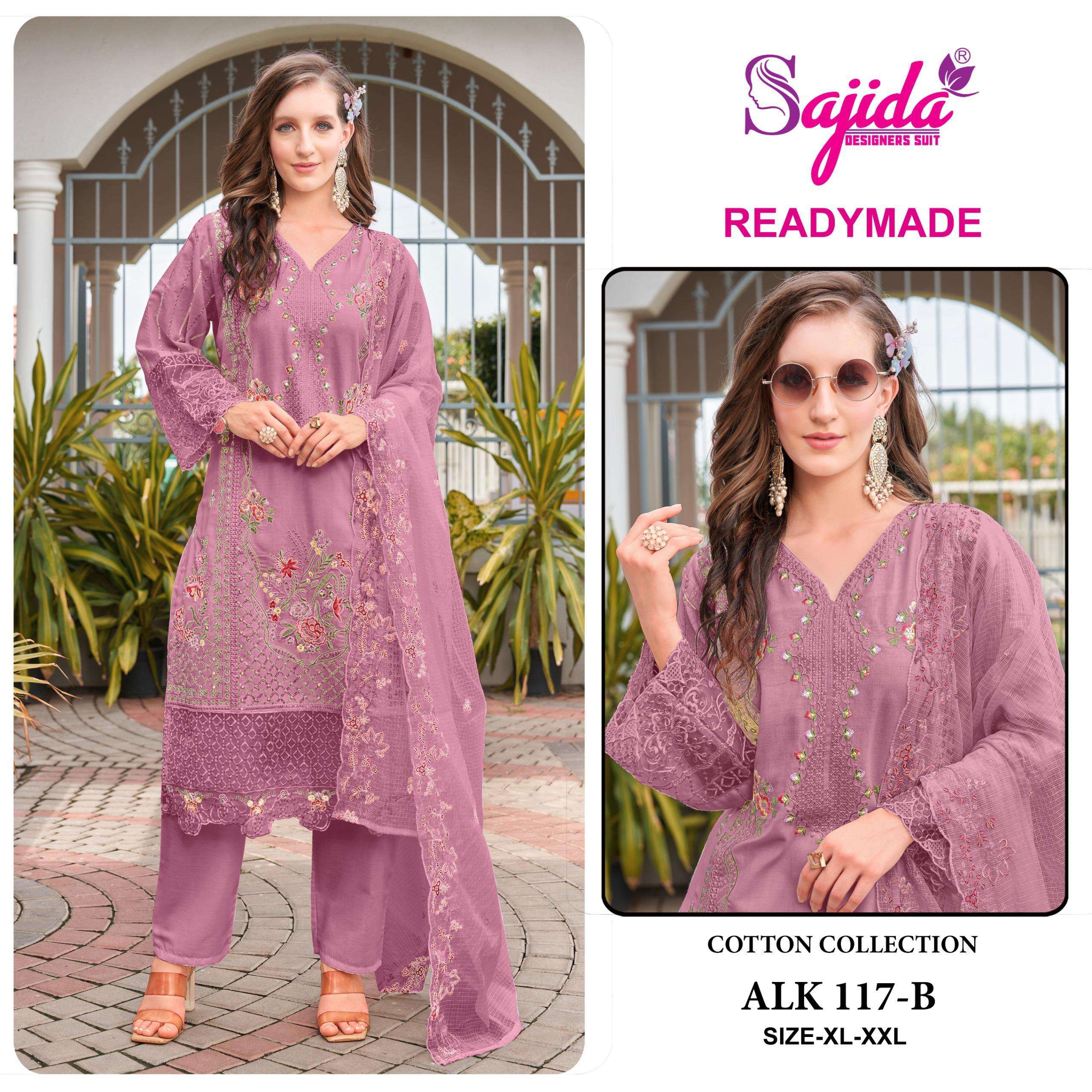 SAJIDA DESIGNER ALK 117 COTTON EMBROIDERY DESIGNER WORK PAKISTANI SUIT