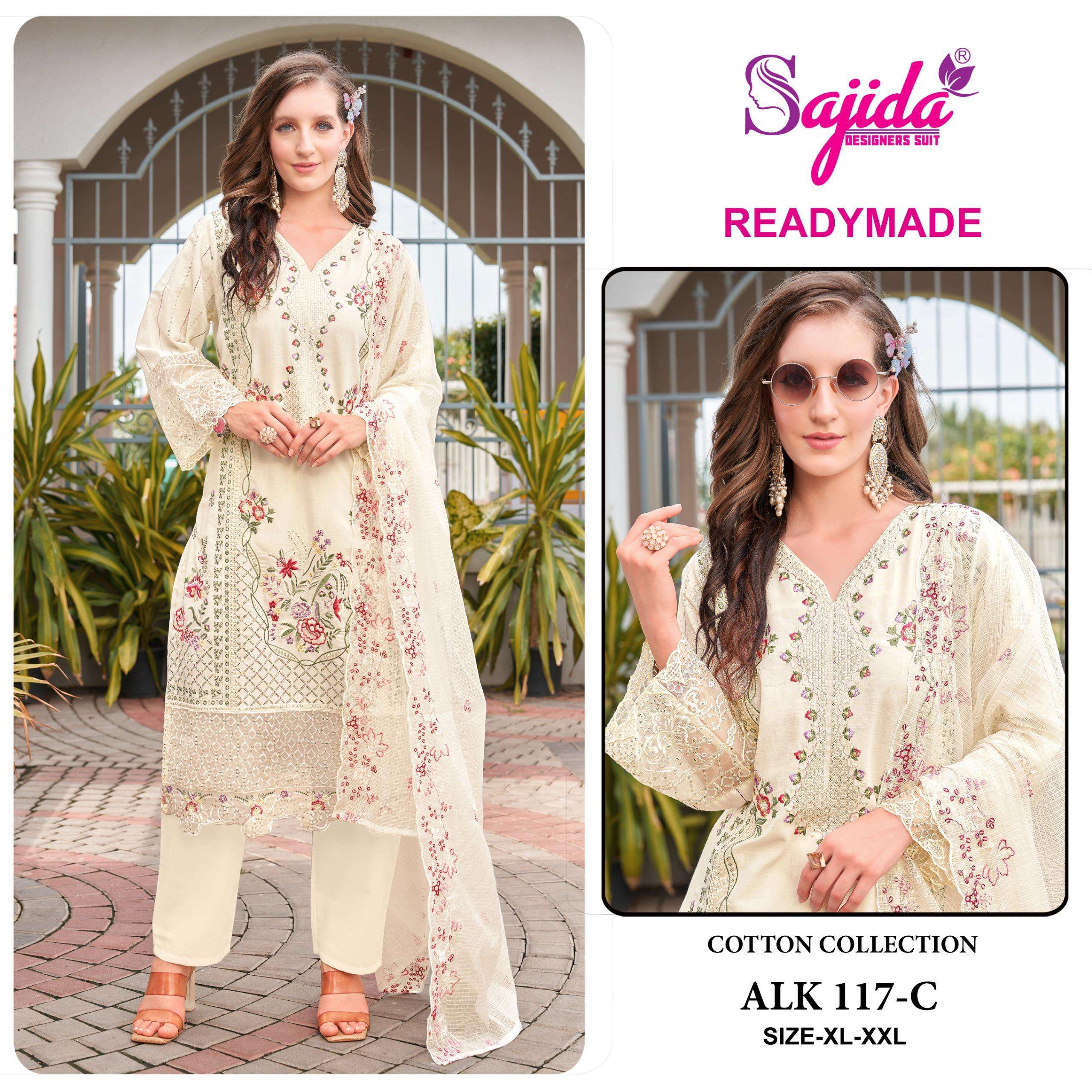 SAJIDA DESIGNER ALK 117 COTTON EMBROIDERY DESIGNER WORK PAKISTANI SUIT