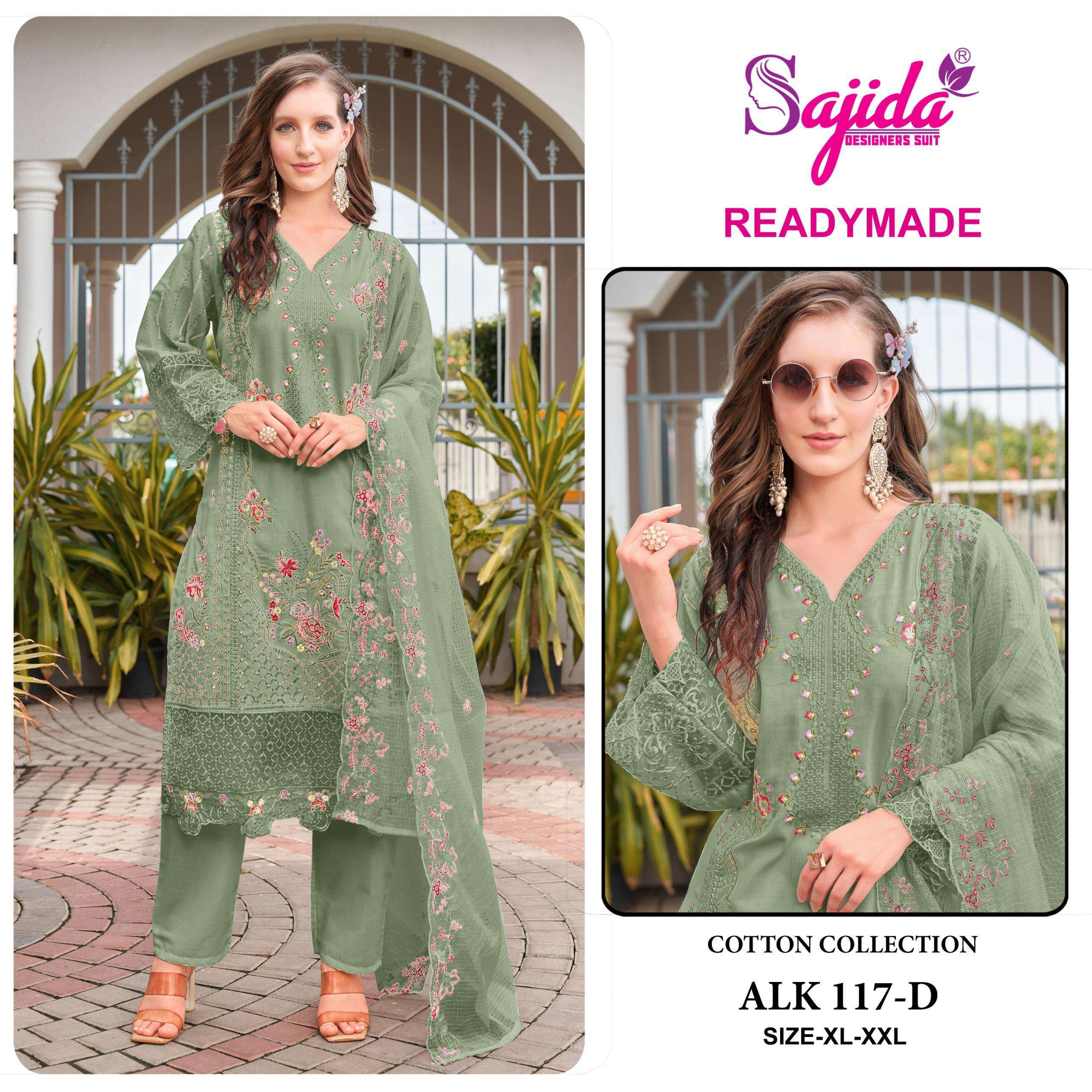 SAJIDA DESIGNER ALK 117 COTTON EMBROIDERY DESIGNER WORK PAKISTANI SUIT