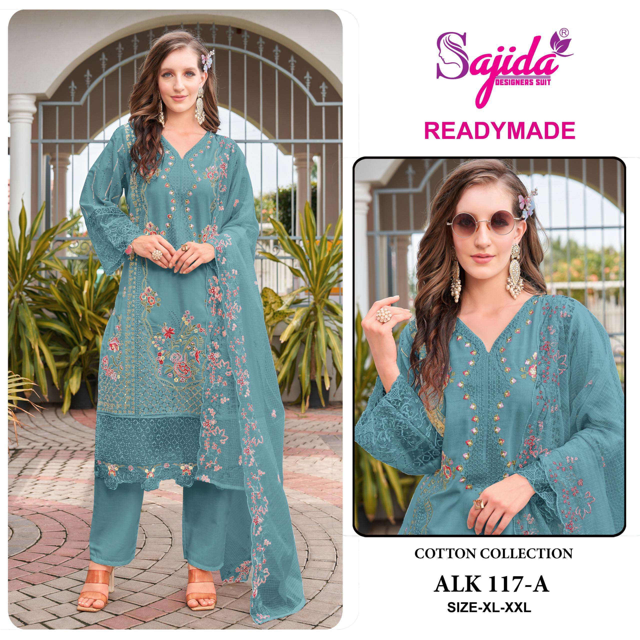 SAJIDA DESIGNER ALK 117 COTTON EMBROIDERY DESIGNER WORK PAKISTANI SUIT