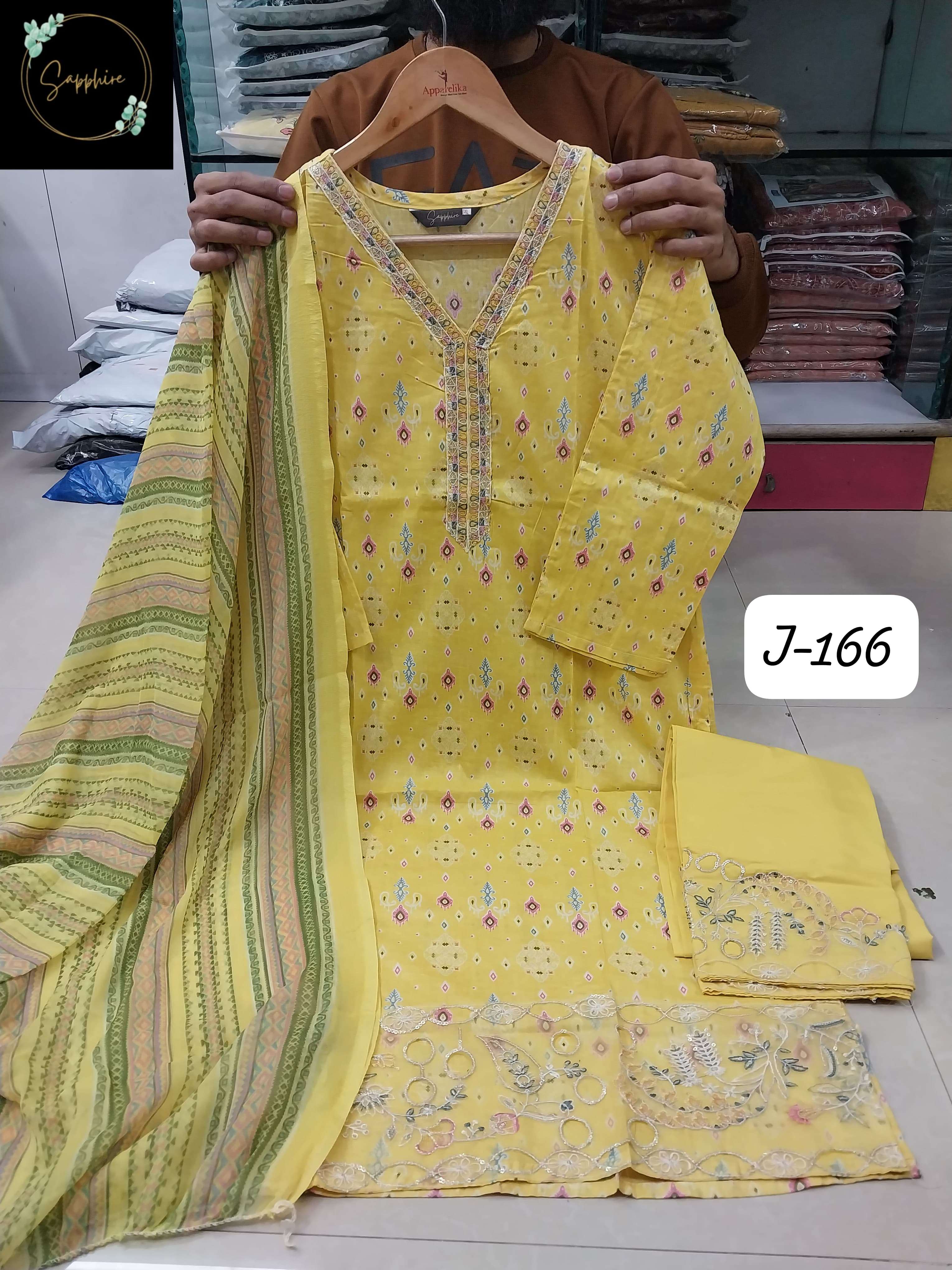 SAPPHIRE JAZMIN VOL 166 LAWN COTTON FANCY EMBROIDERY WORK SUIT