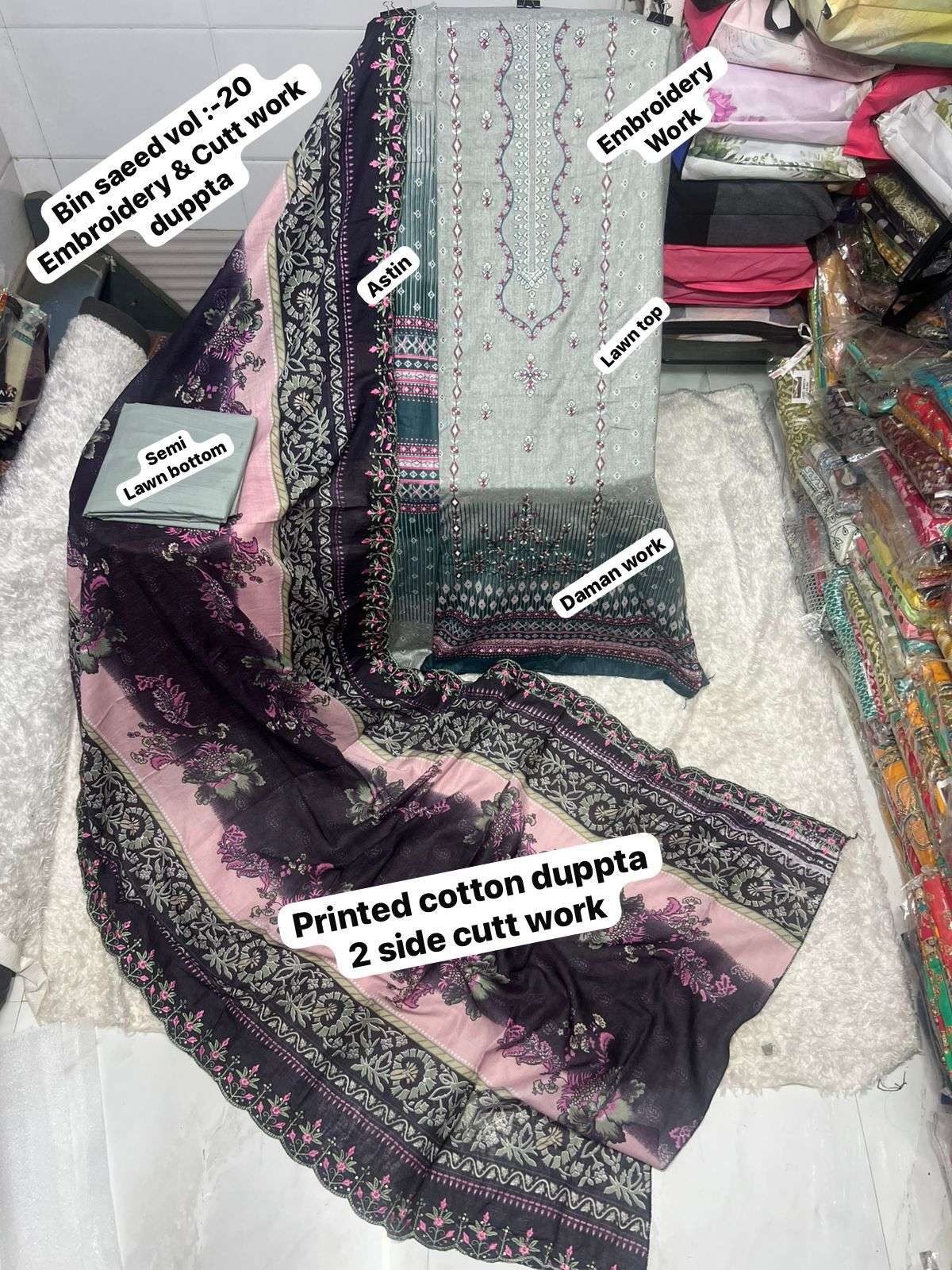 SF BIN SAEED VOL 20 COTTON DIGITAL PRINT WITH EMBROIDERY WORK SALWAR KAMEEZ 