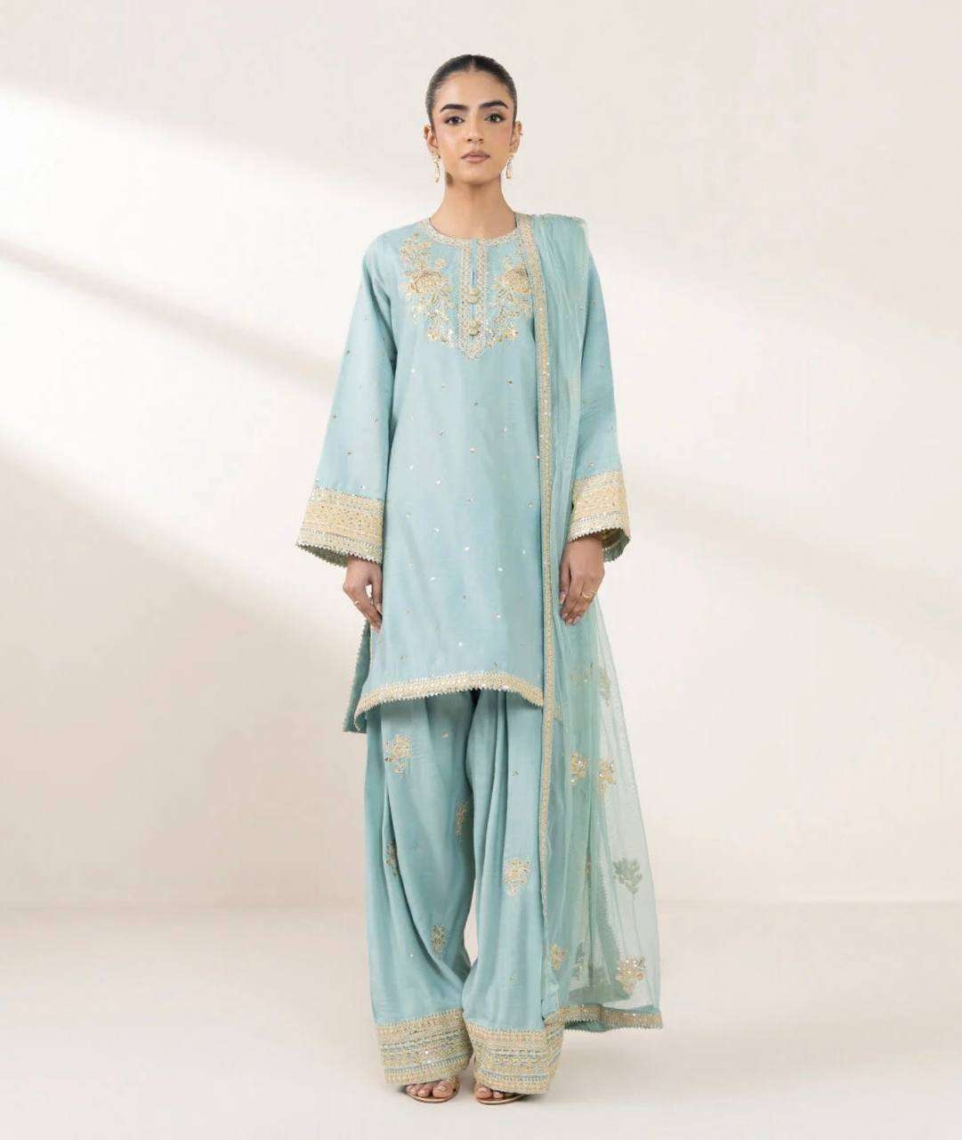 SRK 5273 SILK HEAVY SEQUENCE EMBROIDERY DESIGNER PARTY WEAR SUIT