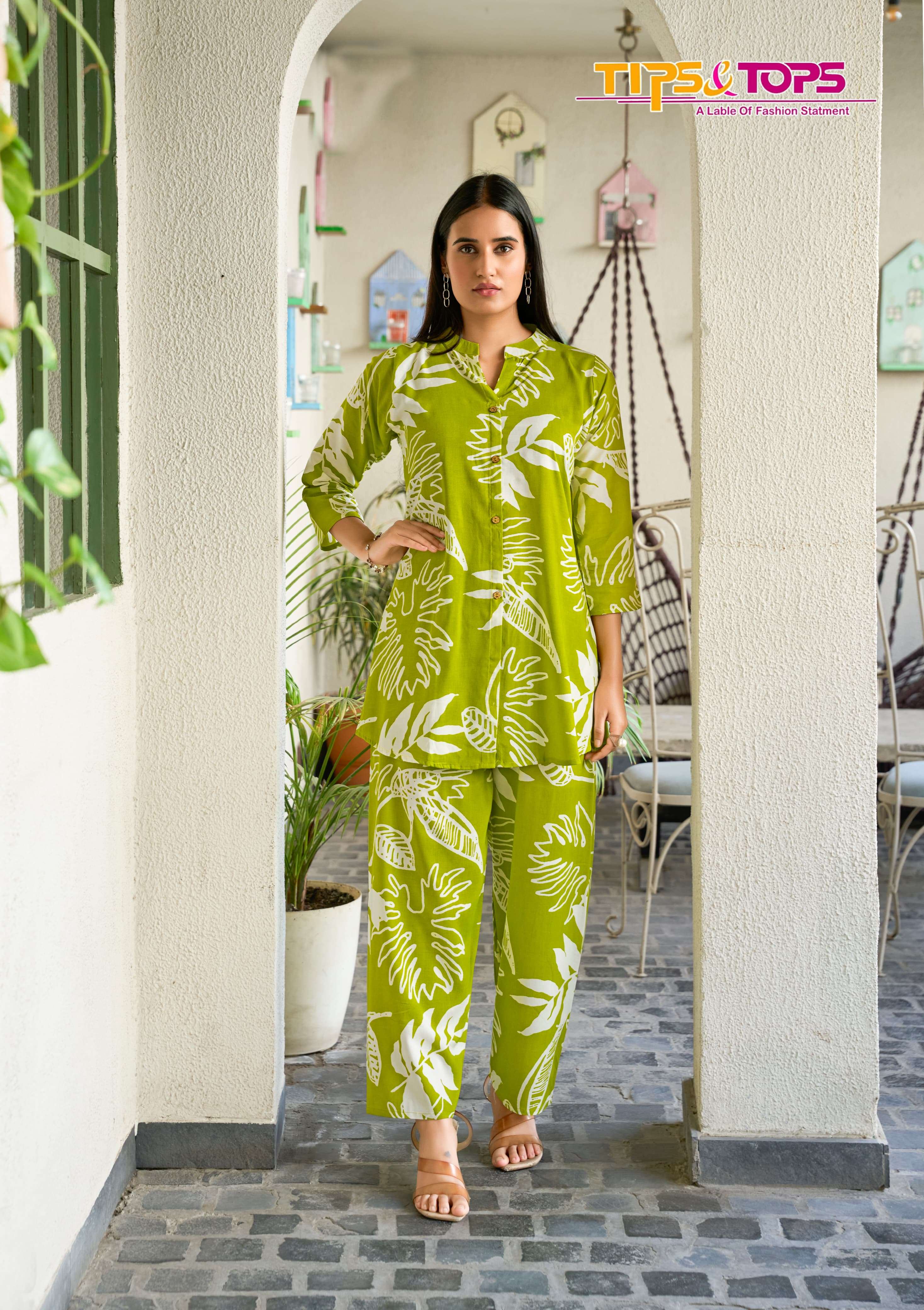 TIPS AND TOPS FASHION BEATS VOL 12 RAYON PRINT FANCY WEAR LADIES TOP WITH PANT PAIR 
