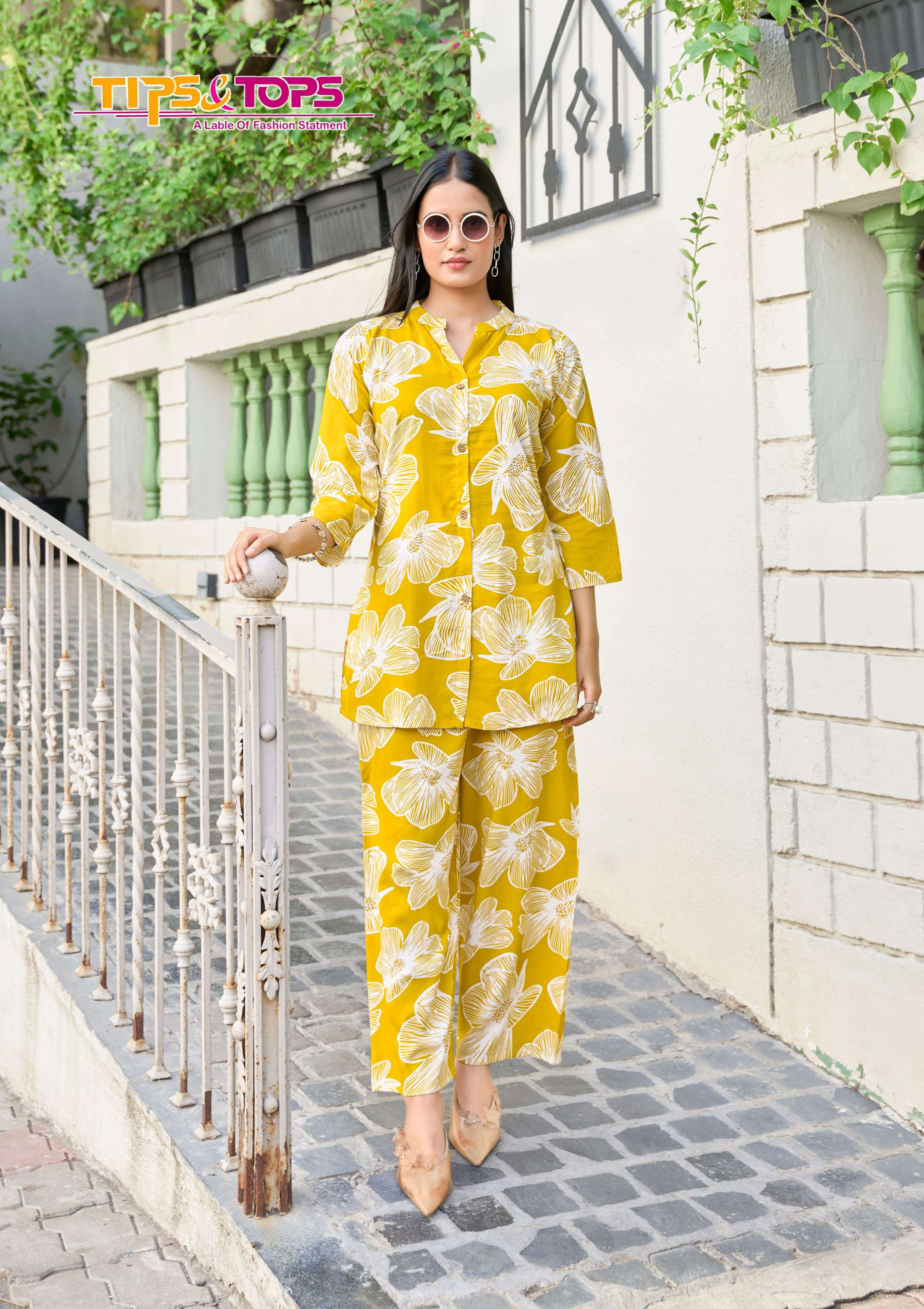 TIPS AND TOPS FASHION BEATS VOL 12 RAYON PRINT FANCY WEAR LADIES TOP WITH PANT PAIR 